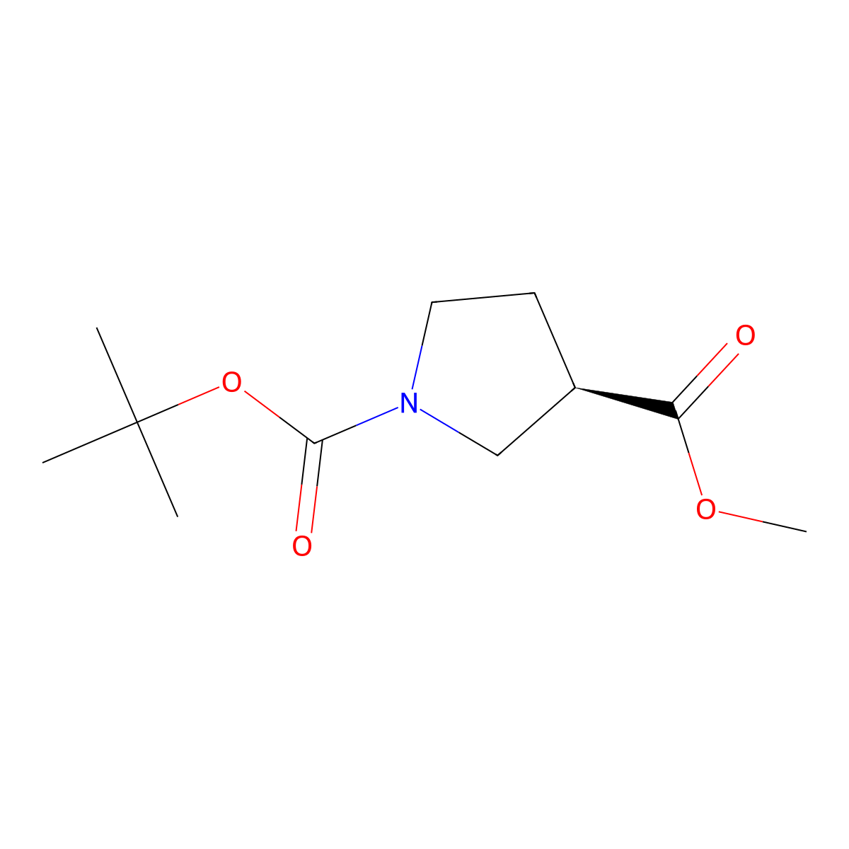 1-tert-Butyl 3-methyl (3R)-pyrrolidine-1,3-dicarboxylate molecular structure, CAS 441717-40-4