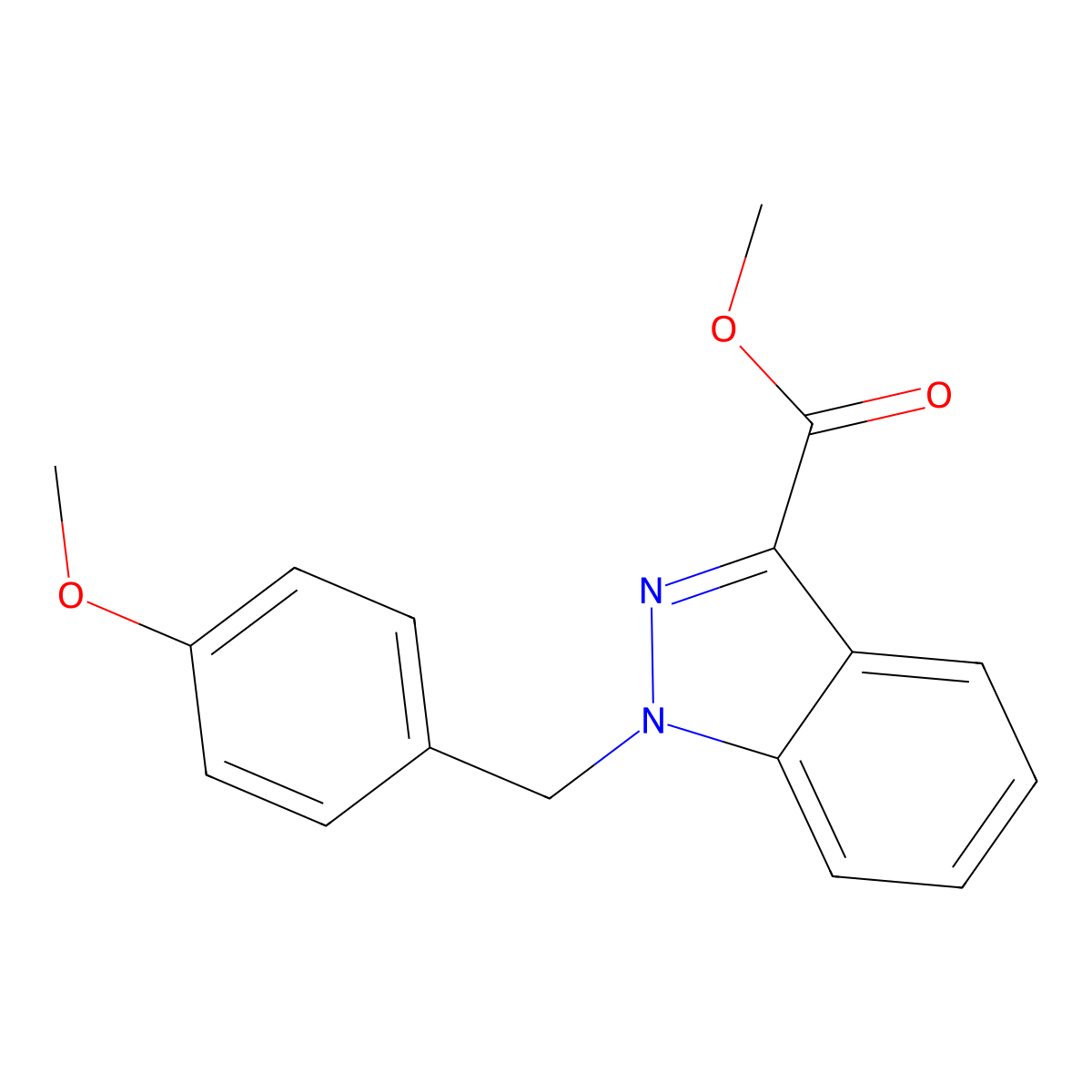 methyl 1-((4-methoxyphenyl)methyl)-1H-indazole-3-carboxylate molecular structure, CAS 441717-61-9