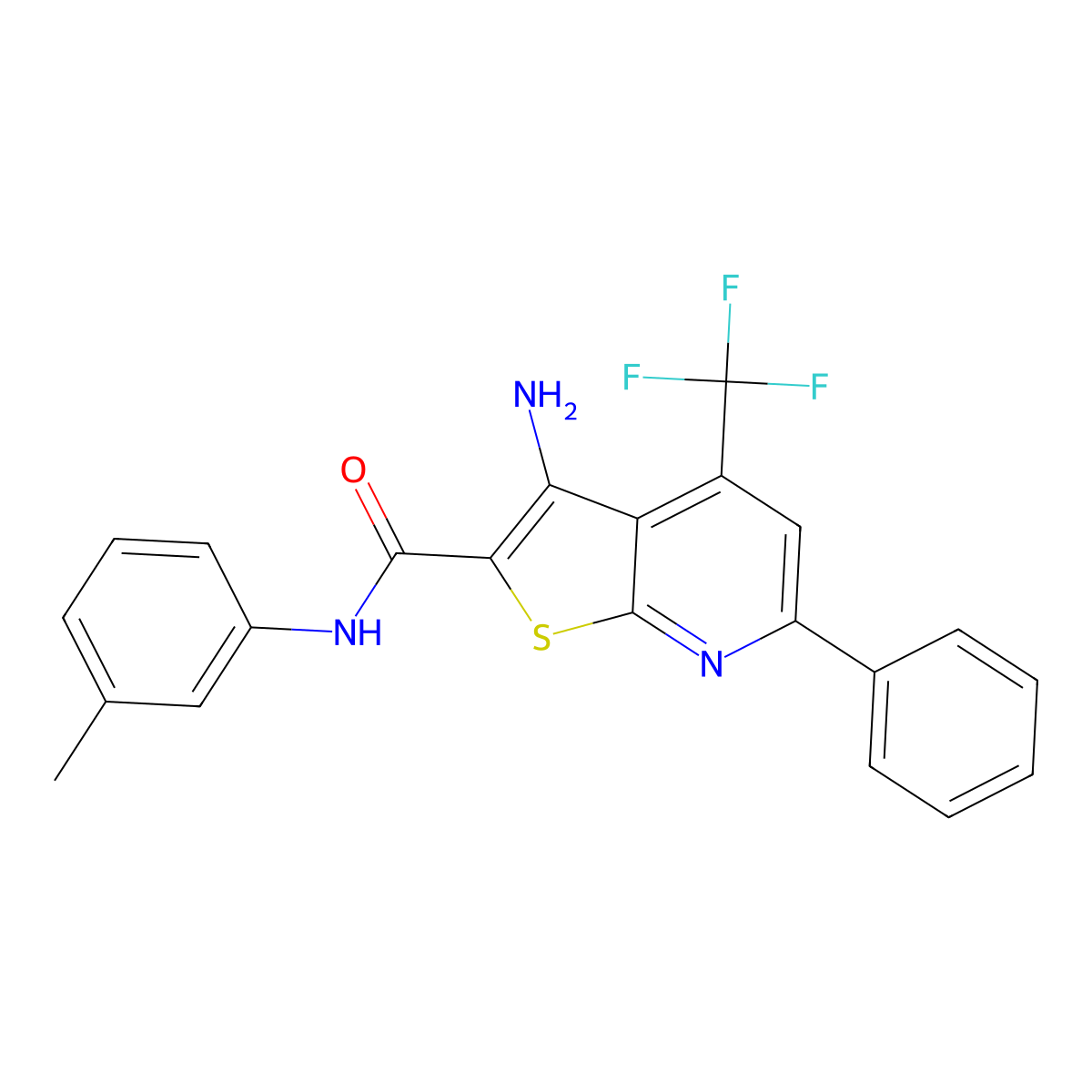 3-Amino-N-(3-ME-PH)-6-PH-4-(trifluoromethyl)thieno(2,3-B)pyridine-2-carboxamide molecular structure, CAS 441718-25-8