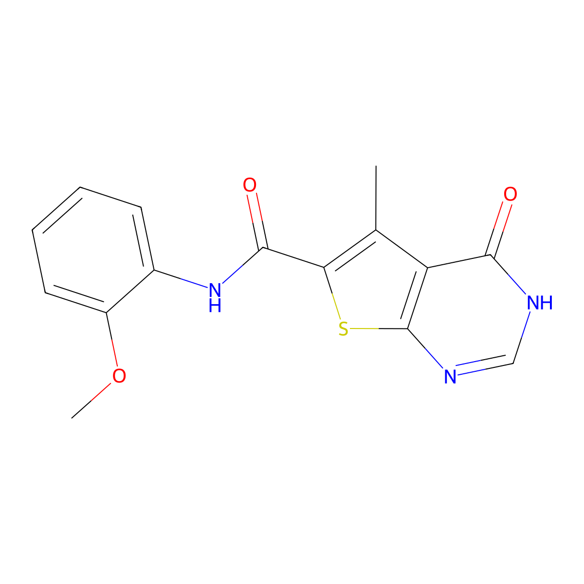 N-(2-methoxyphenyl)-5-methyl-4-oxo-3,4-dihydrothieno[2,3-d]pyrimidine-6-carboxamide molecular structure, CAS 441718-91-8