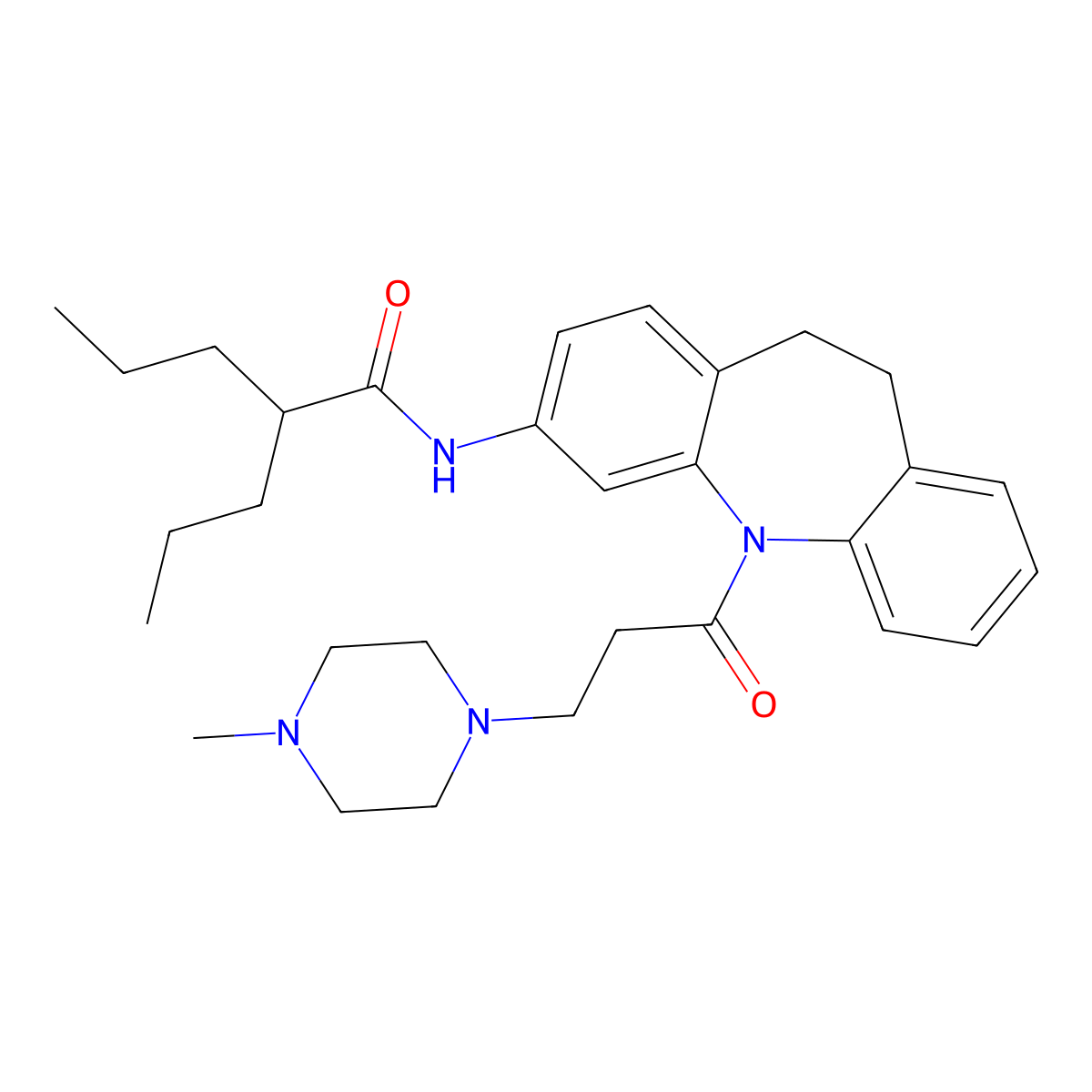 N-[11-[3-(4-methylpiperazin-1-yl)propanoyl]-5,6-dihydrobenzo[b][1]benzazepin-2-yl]-2-propylpentanamide molecular structure, CAS 441738-28-9