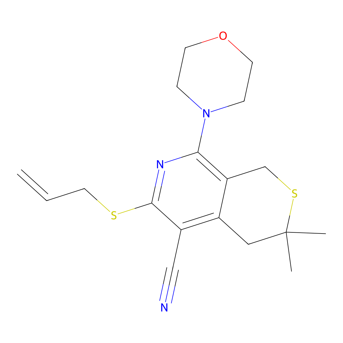 3,3-Dimethyl-8-morpholin-4-yl-6-prop-2-enylsulfanyl-1,4-dihydrothiopyrano[3,4-c]pyridine-5-carbonitrile molecular structure, CAS 441738-29-0
