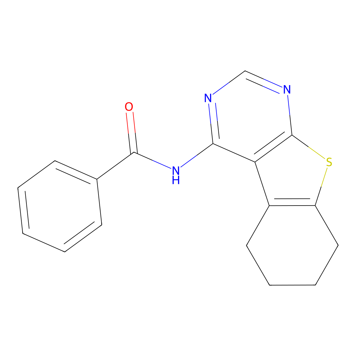 N-(5,6,7,8-tetrahydro[1]benzothieno[2,3-d]pyrimidin-4-yl)benzamide molecular structure, CAS 441738-62-1