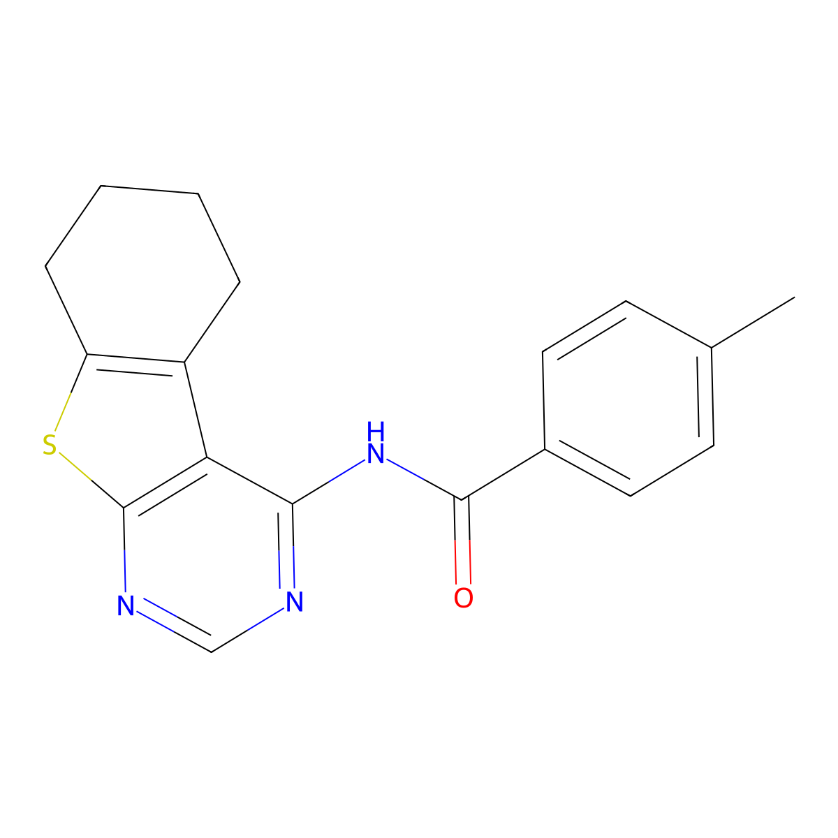 4-methyl-N-(5,6,7,8-tetrahydro[1]benzothieno[2,3-d]pyrimidin-4-yl)benzamide molecular structure, CAS 441738-63-2