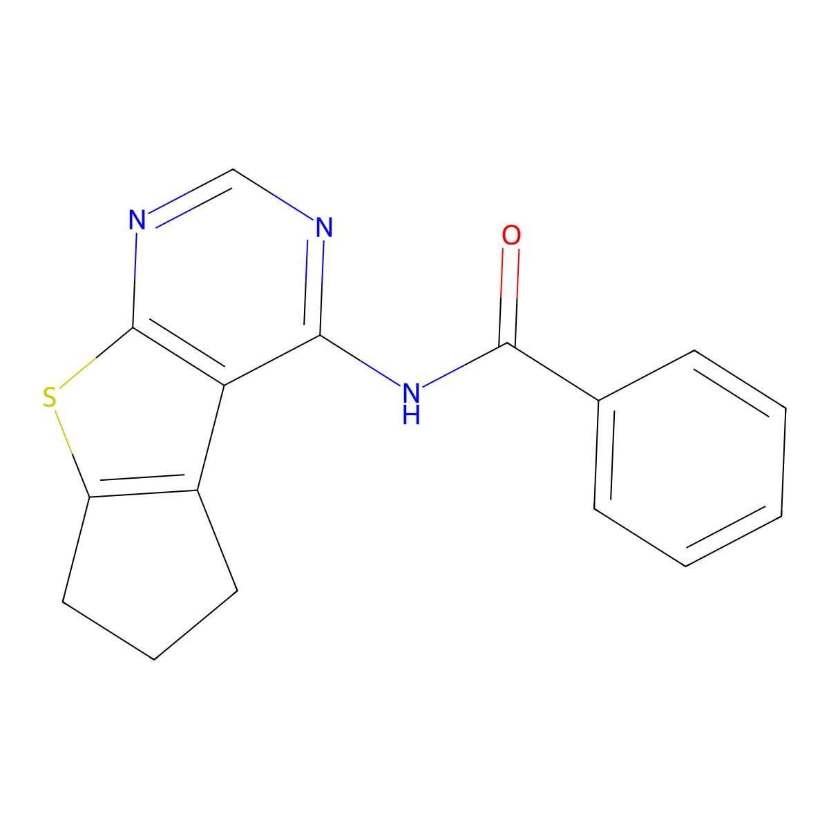 N-(6,7-dihydro-5H-cyclopenta[4,5]thieno[2,3-d]pyrimidin-4-yl)benzamide molecular structure, CAS 441738-64-3