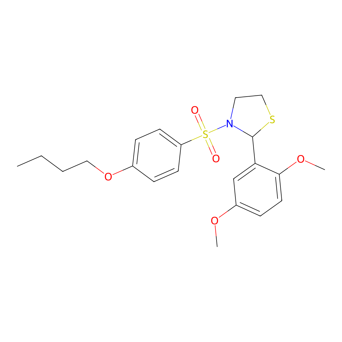 3-(4-Butoxyphenyl)sulfonyl-2-(2,5-dimethoxyphenyl)-1,3-thiazolidine molecular structure, CAS 441740-47-2