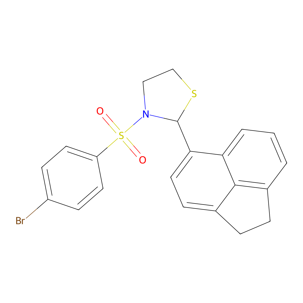 3-((4-Bromophenyl)sulfonyl)-2-(1,2-dihydroacenaphthylen-5-yl)thiazolidine molecular structure, CAS 441740-49-4