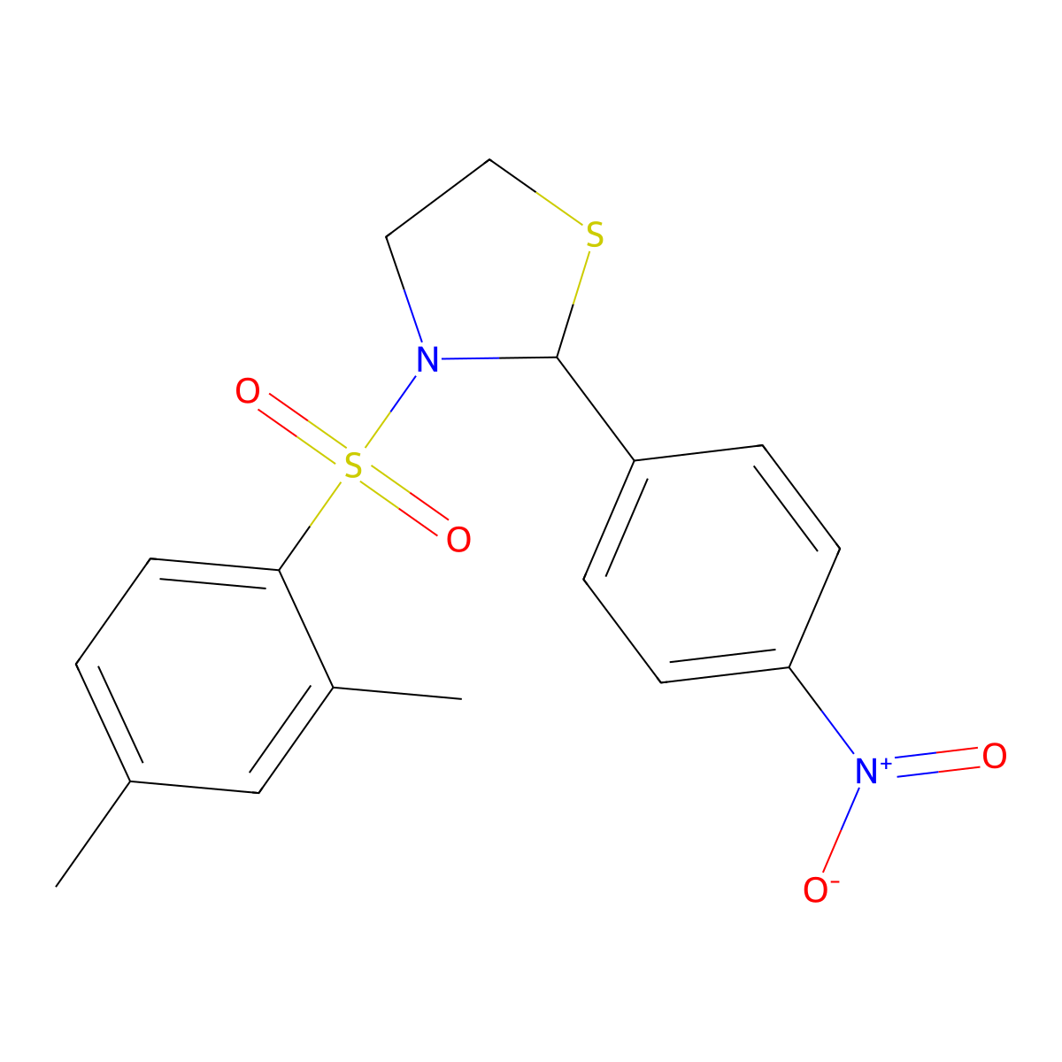 3-(2,4-Dimethylbenzenesulfonyl)-2-(4-nitrophenyl)-1,3-thiazolidine molecular structure, CAS 441740-59-6
