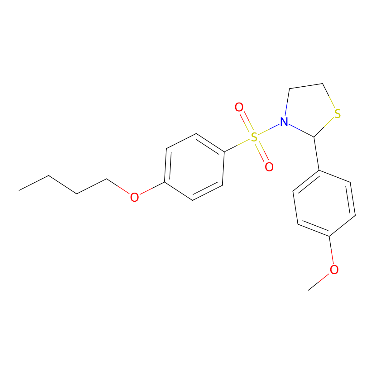 3-(4-Butoxyphenyl)sulfonyl-2-(4-methoxyphenyl)-1,3-thiazolidine molecular structure, CAS 441740-71-2