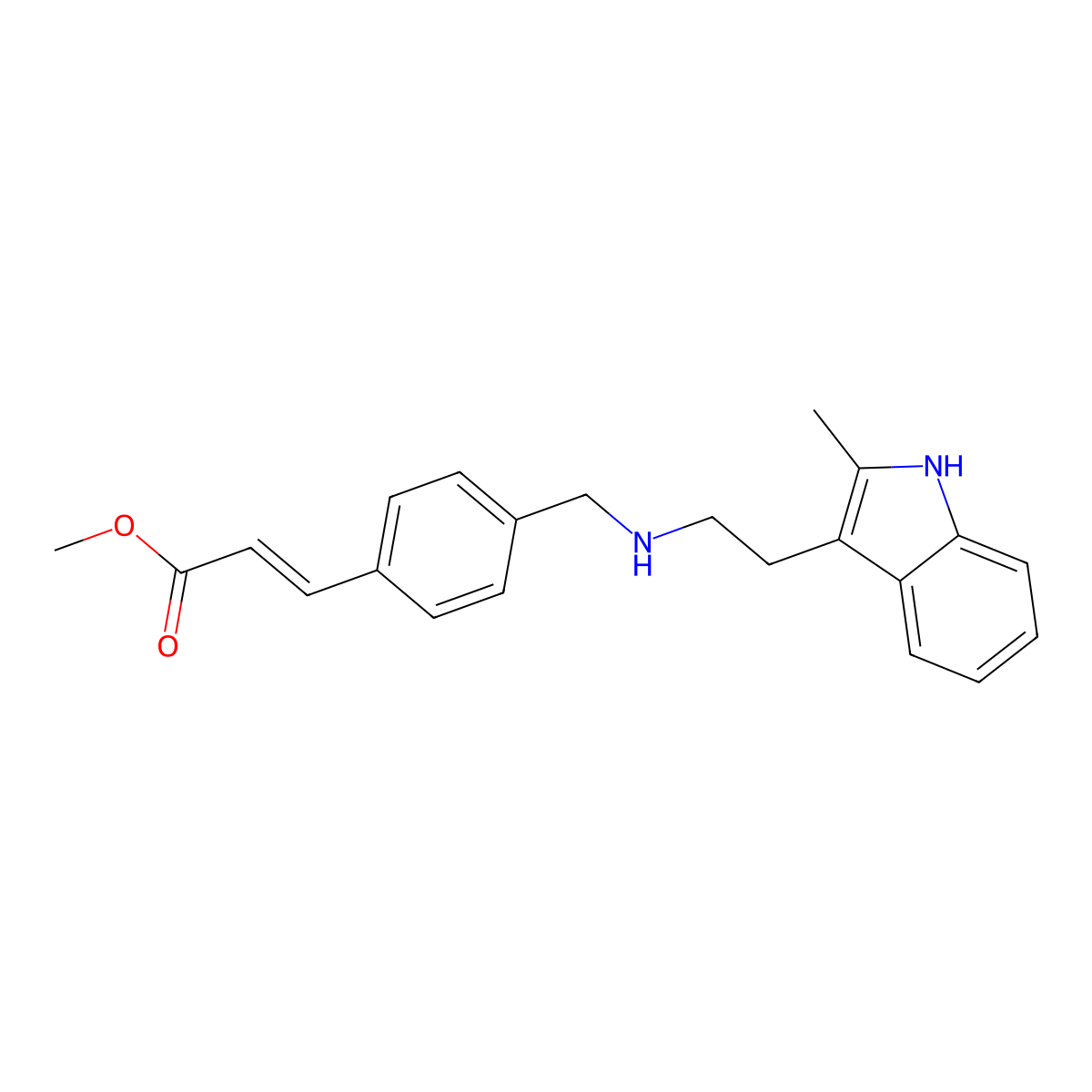 (E)-Methyl 3-(4-(((2-(2-methyl-1H-indol-3-yl)ethyl)amino)methyl)phenyl)acrylate molecular structure, CAS 441741-65-7