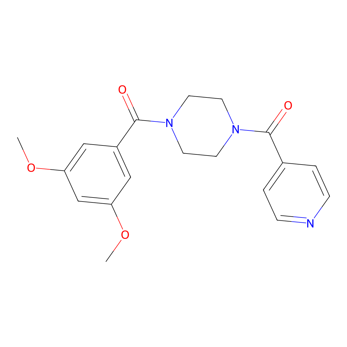 1-(3,5-Dimethoxybenzoyl)-4-isonicotinoylpiperazine molecular structure, CAS 441743-12-0