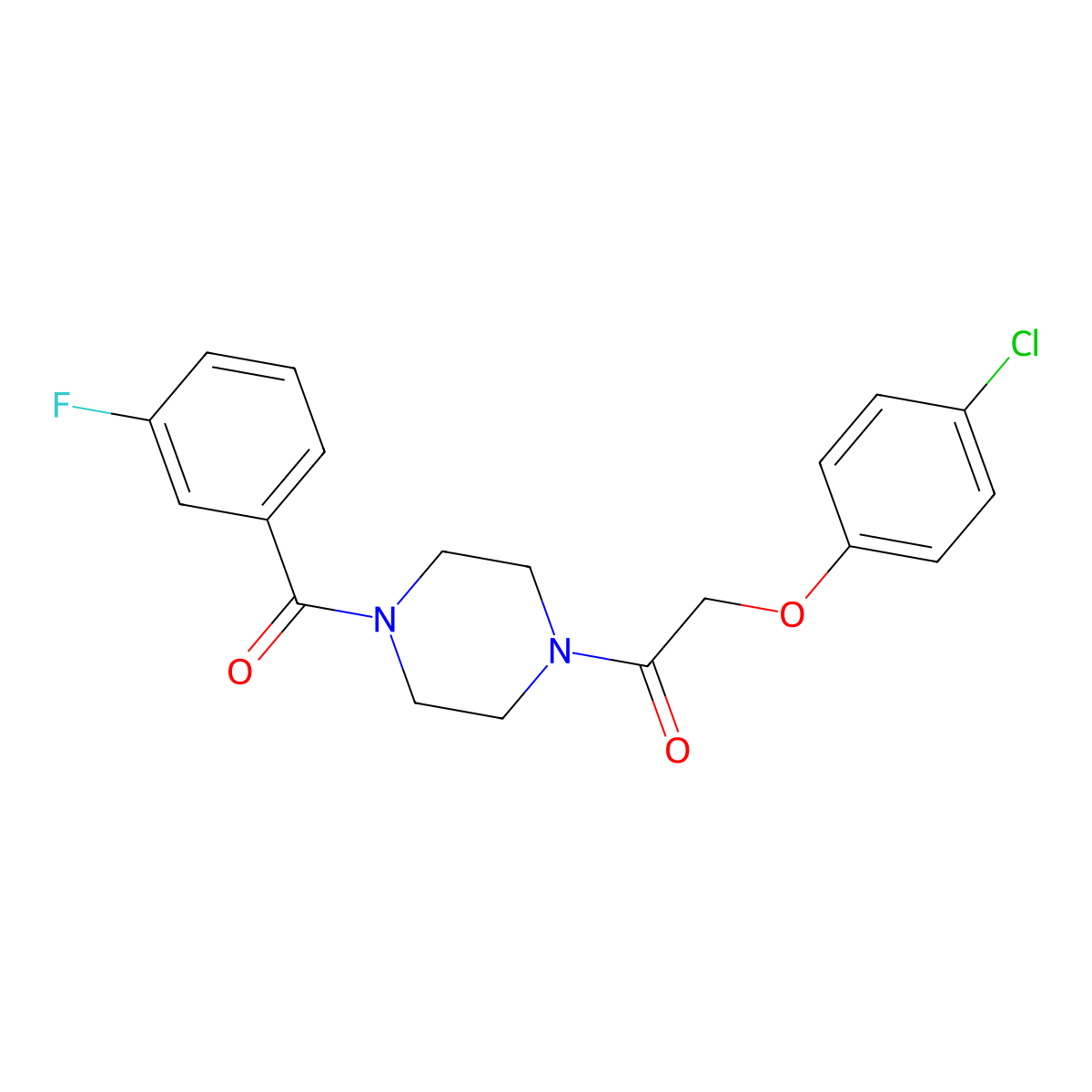1-[(4-Chlorophenoxy)acetyl]-4-(3-fluorobenzoyl)piperazine molecular structure, CAS 441743-14-2