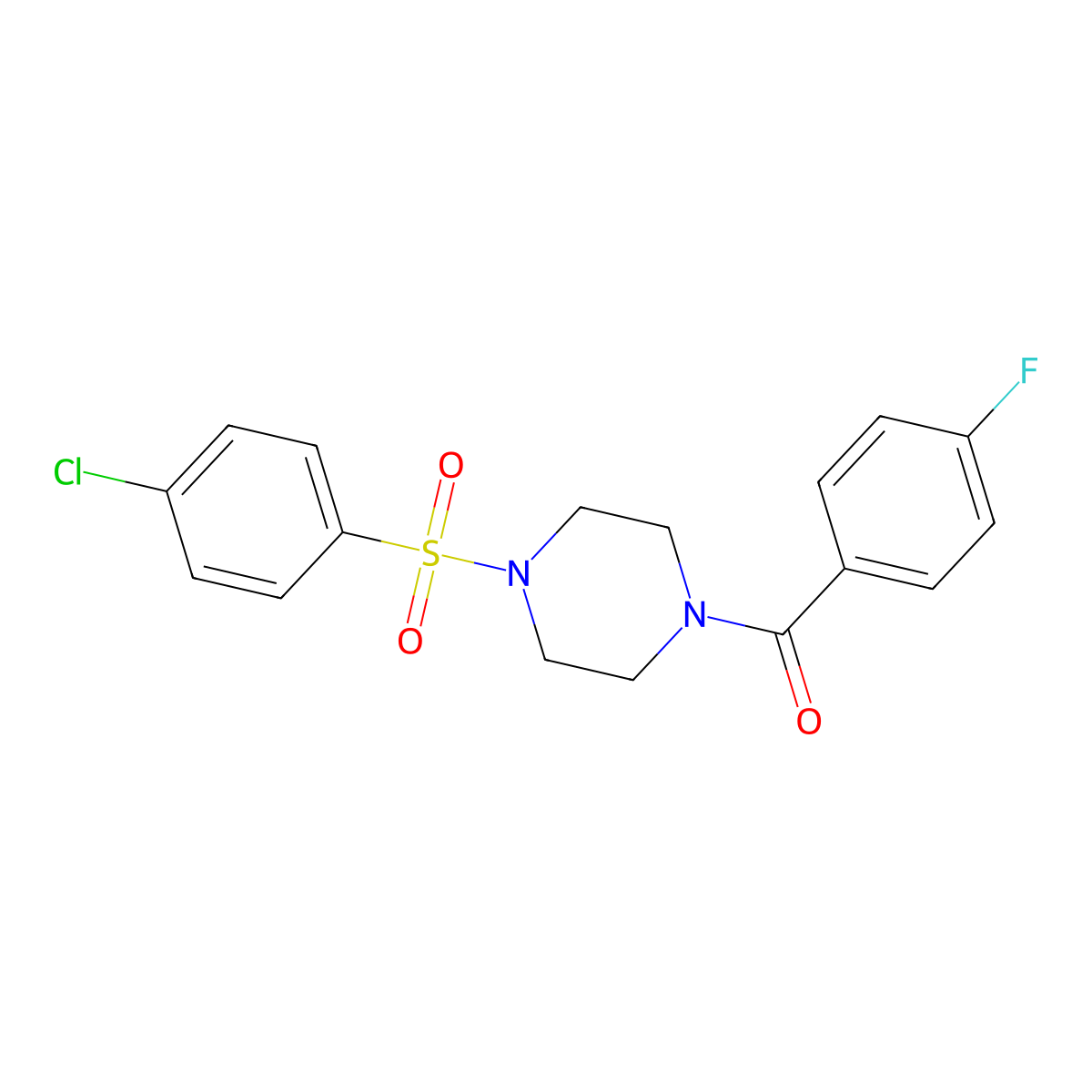 1-[(4-Chlorophenyl)sulfonyl]-4-(4-fluorobenzoyl)piperazine molecular structure, CAS 441743-15-3