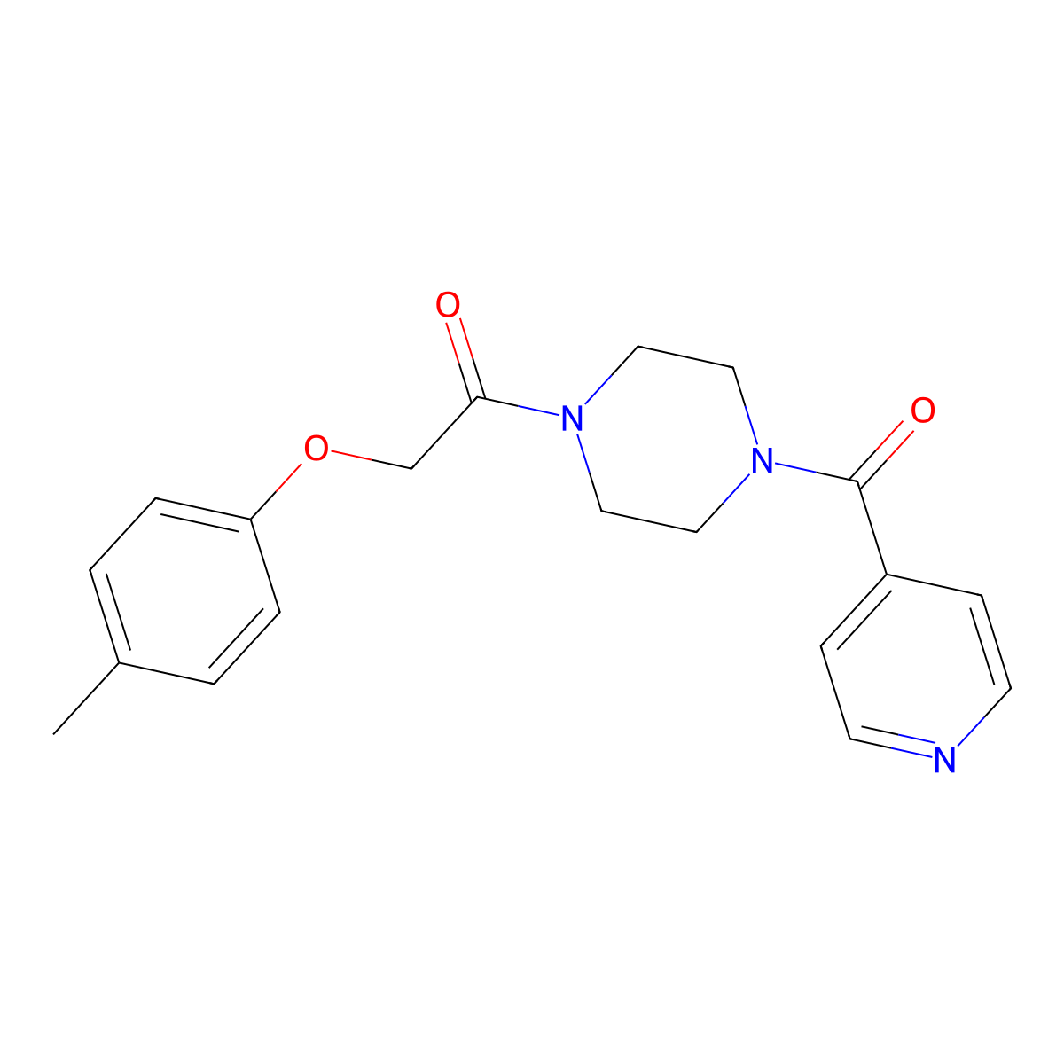 2-(4-Methylphenoxy)-1-[4-(pyridine-4-carbonyl)piperazin-1-yl]ethanone molecular structure, CAS 441743-16-4