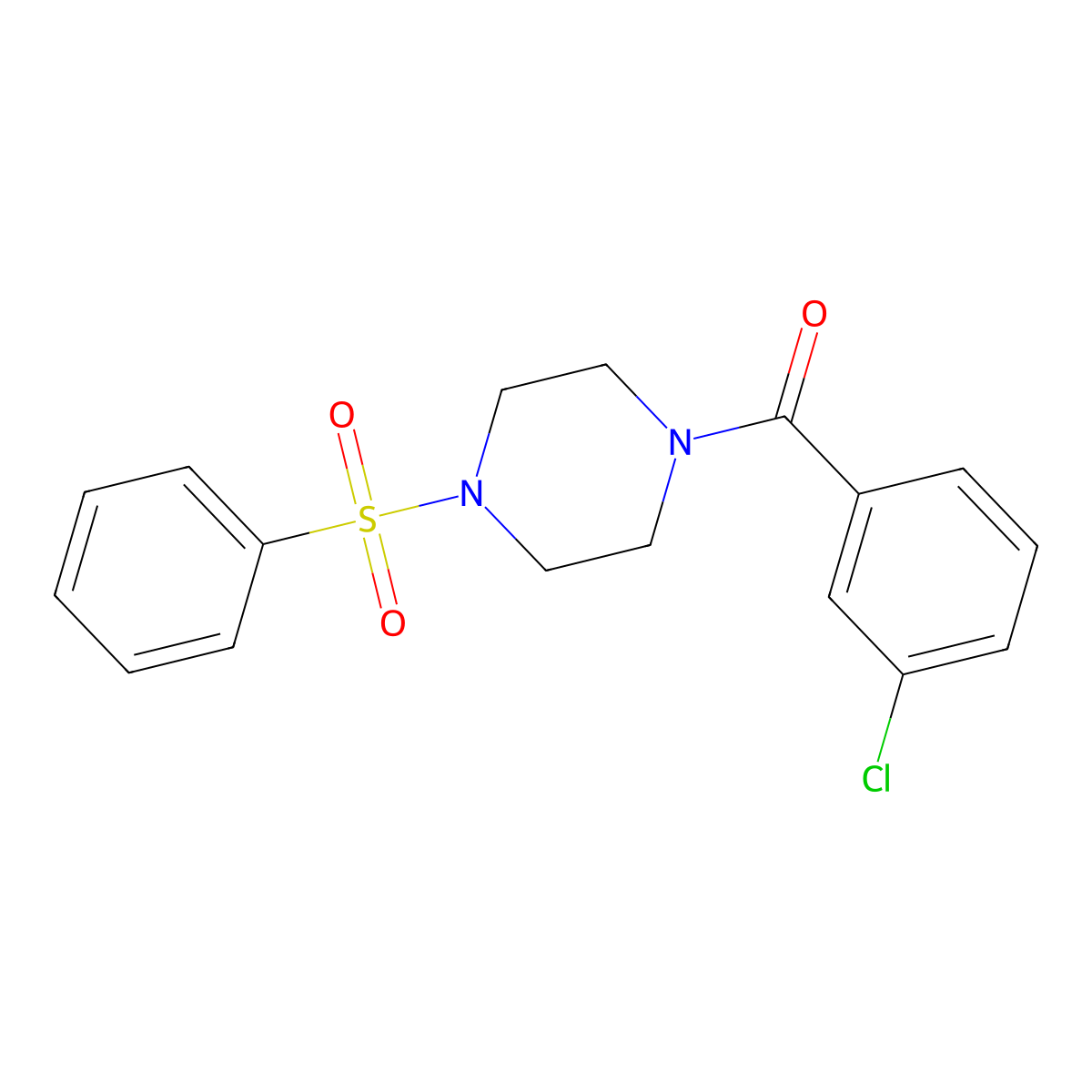 1-(3-Chlorobenzoyl)-4-(phenylsulfonyl)piperazine molecular structure, CAS 441743-17-5