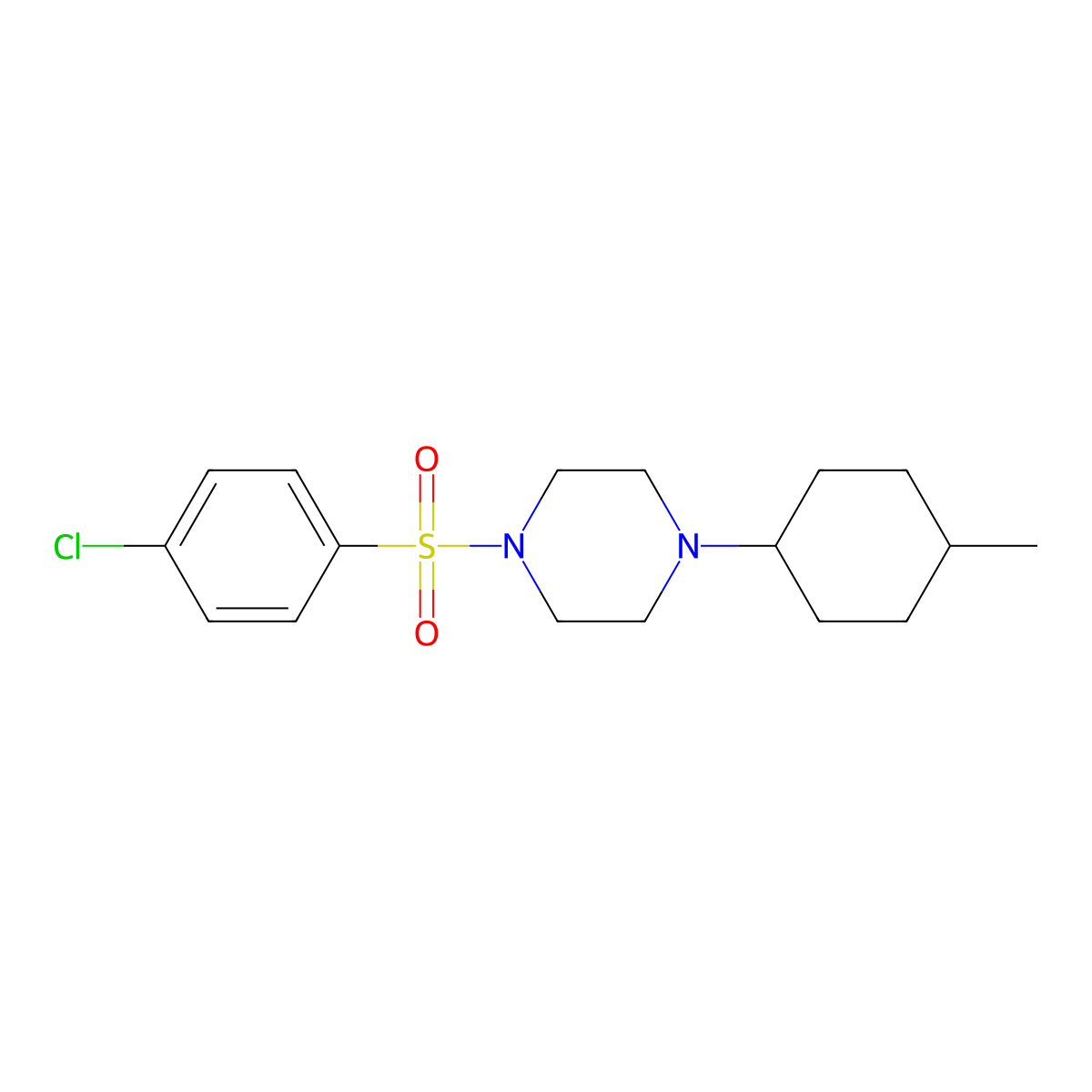 1-[(4-Chlorophenyl)sulfonyl]-4-(4-methylcyclohexyl)piperazine molecular structure, CAS 441743-23-3