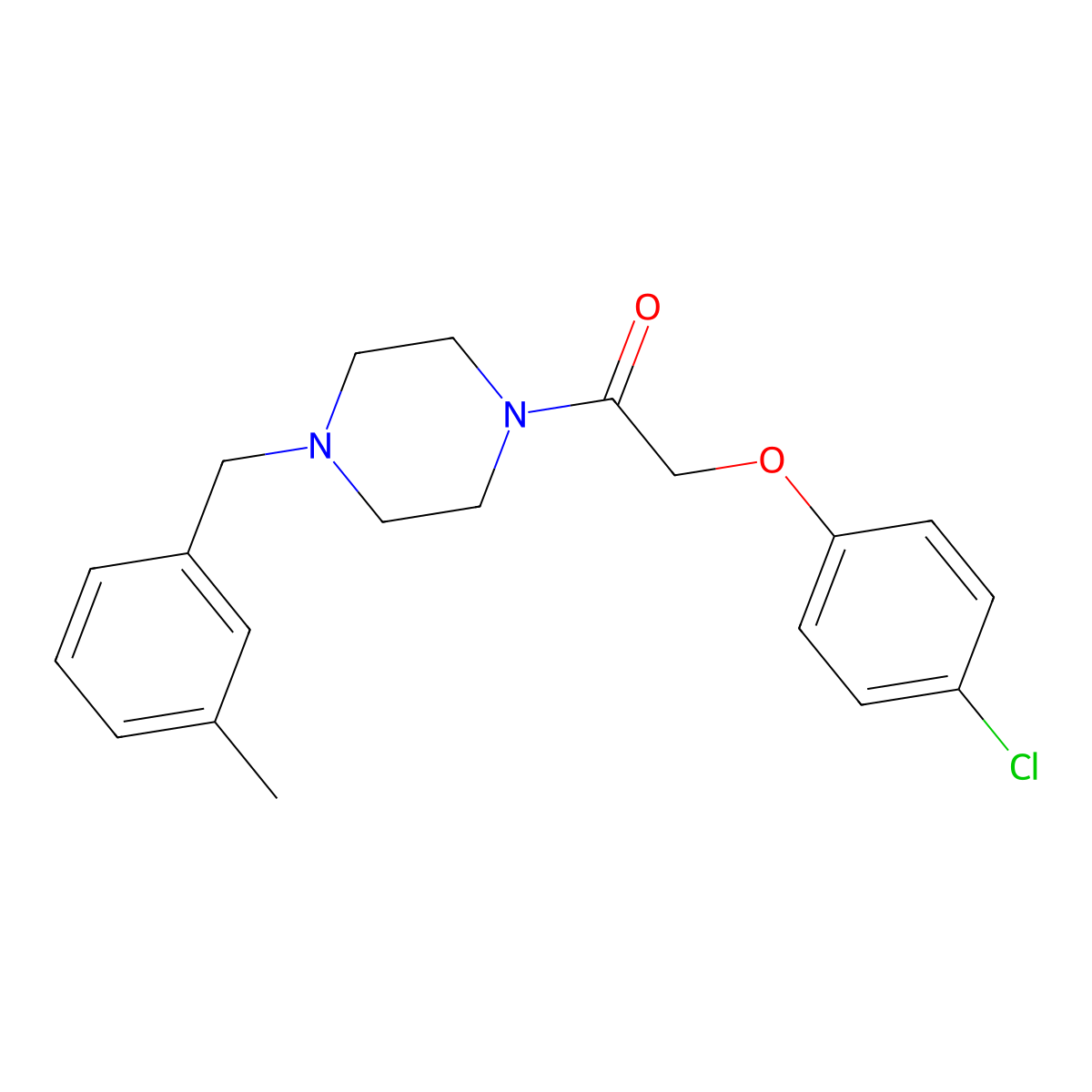 2-(4-Chlorophenoxy)-1-[4-[(3-methylphenyl)methyl]piperazin-1-yl]ethanone molecular structure, CAS 441743-32-4