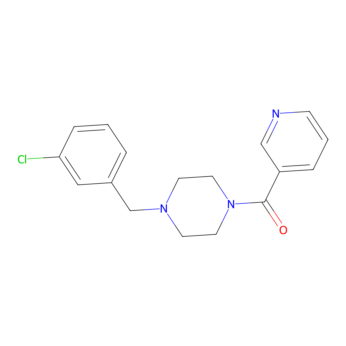 [4-(3-Chlorobenzyl)piperazin-1-yl](pyridin-3-yl)methanone molecular structure, CAS 441743-33-5