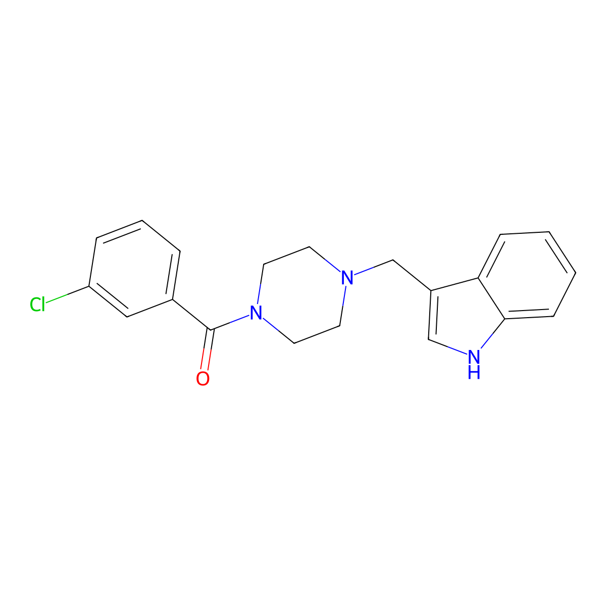 3-{[4-(3-chlorobenzoyl)-1-piperazinyl]methyl}-1H-indole molecular structure, CAS 441743-35-7