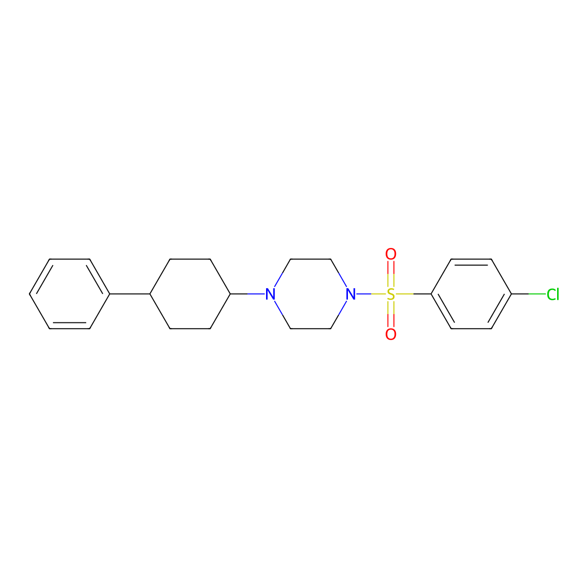 1-[(4-Chlorophenyl)sulfonyl]-4-(4-phenylcyclohexyl)piperazine molecular structure, CAS 441743-37-9