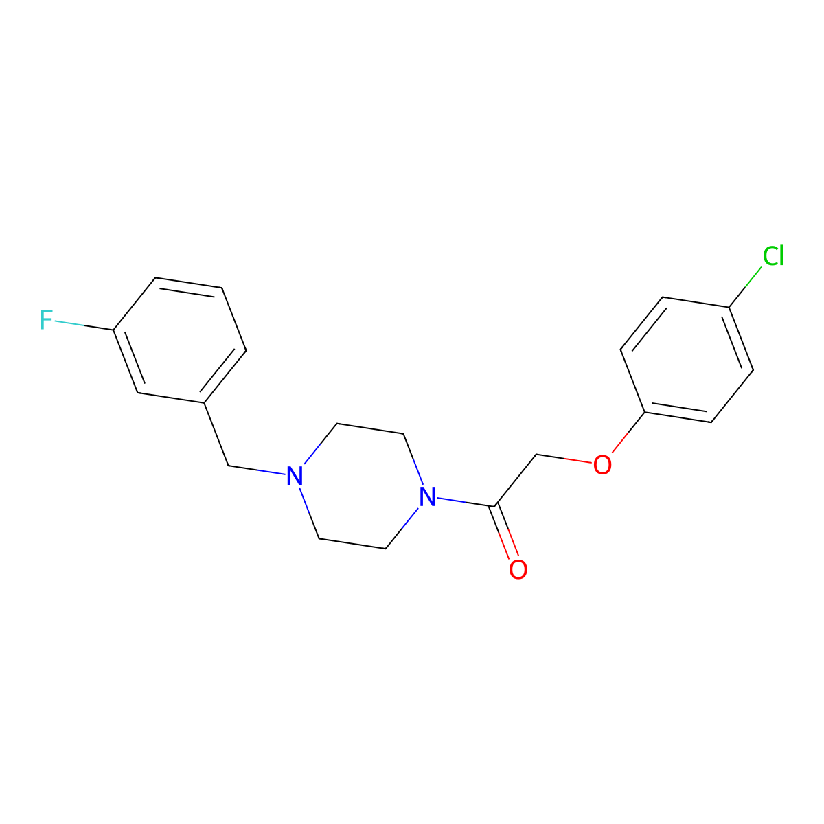 2-(4-Chloro-phenoxy)-1-[4-(3-fluoro-benzyl)-piperazin-1-yl]-ethanone molecular structure, CAS 441743-39-1