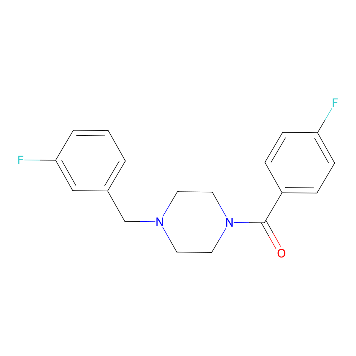 (4-Fluorophenyl)-[4-[(3-fluorophenyl)methyl]piperazin-1-yl]methanone molecular structure, CAS 441743-46-0