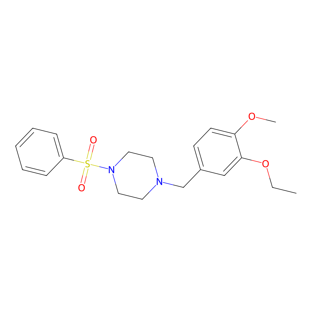 1-(Benzenesulfonyl)-4-[(3-ethoxy-4-methoxyphenyl)methyl]piperazine molecular structure, CAS 441743-47-1