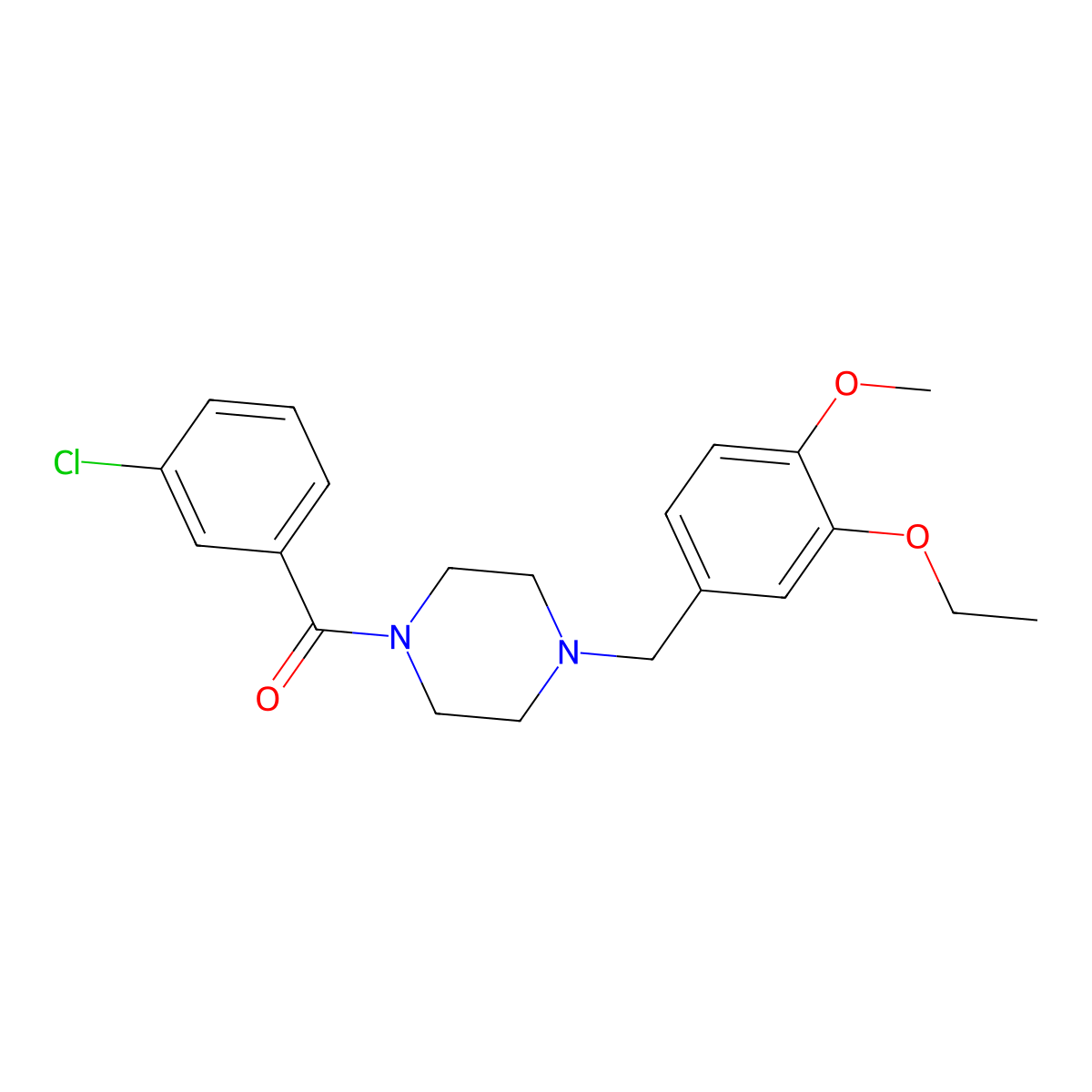(3-Chloro-phenyl)-[4-(3-ethoxy-4-methoxy-benzyl)-piperazin-1-yl]-methanone molecular structure, CAS 441743-51-7