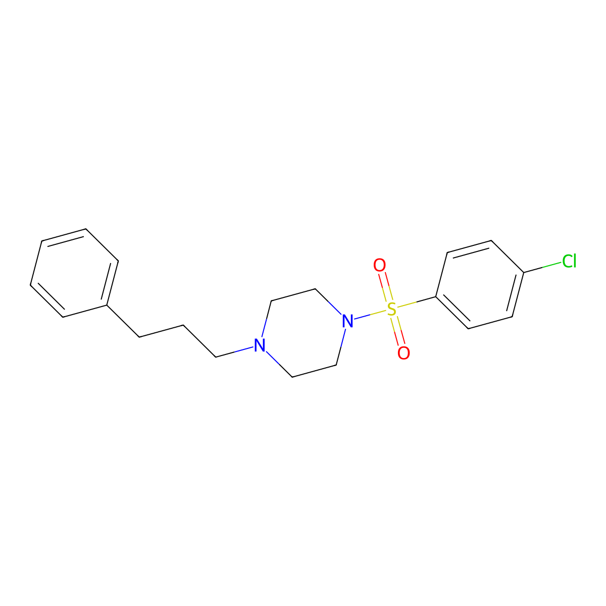 1-(4-Chlorophenyl)sulfonyl-4-(3-phenylpropyl)piperazine molecular structure, CAS 441743-60-8