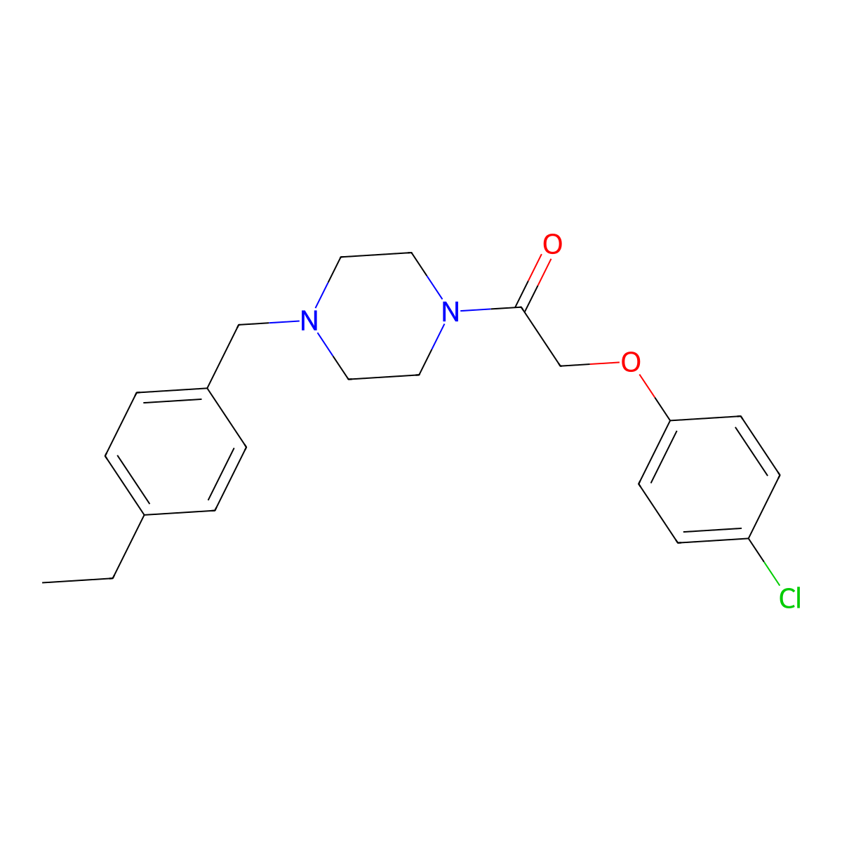 2-(4-Chlorophenoxy)-1-[4-[(4-ethylphenyl)methyl]piperazin-1-yl]ethanone molecular structure, CAS 441743-67-5