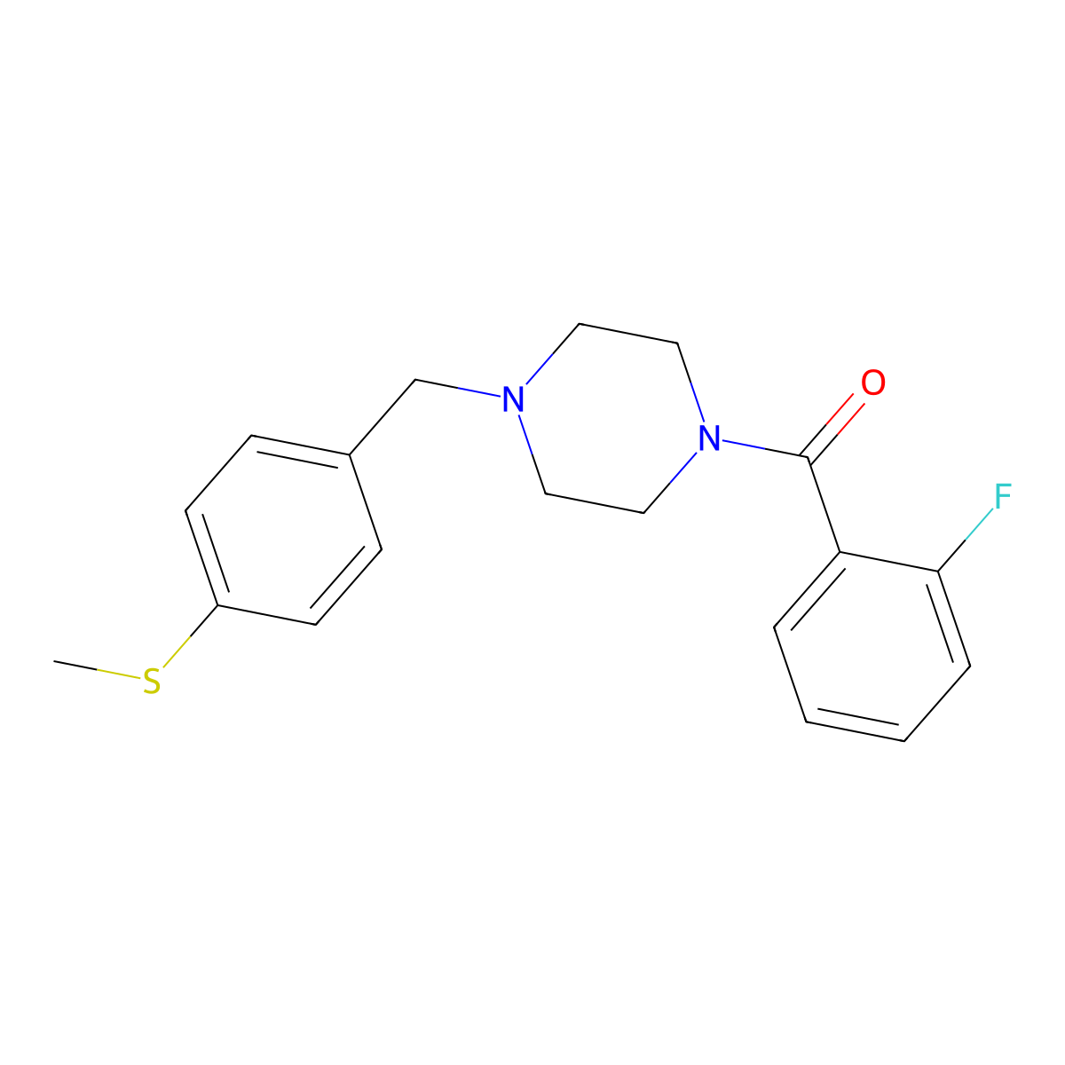 (2-Fluorophenyl)-[4-[(4-methylsulfanylphenyl)methyl]piperazin-1-yl]methanone molecular structure, CAS 441743-71-1