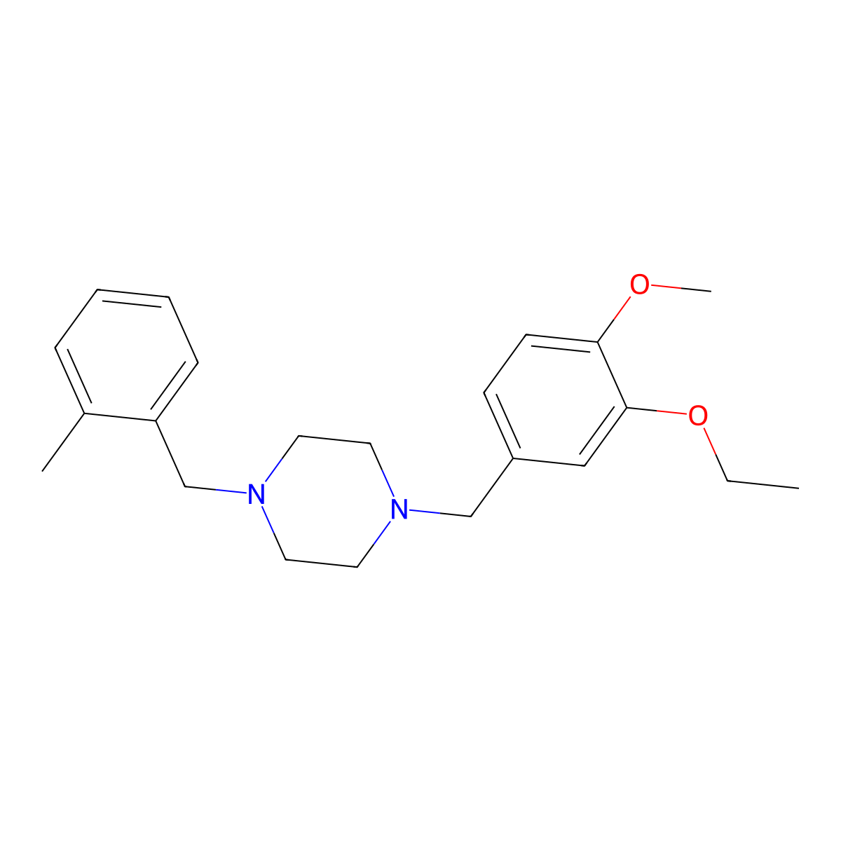 1-(3-Ethoxy-4-methoxybenzyl)-4-(2-methylbenzyl)piperazine molecular structure, CAS 441743-73-3