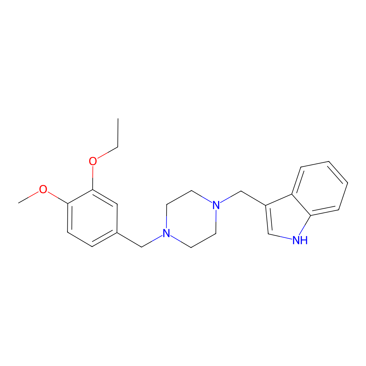 3-{[4-(3-ethoxy-4-methoxybenzyl)piperazin-1-yl]methyl}-1H-indole molecular structure, CAS 441743-74-4