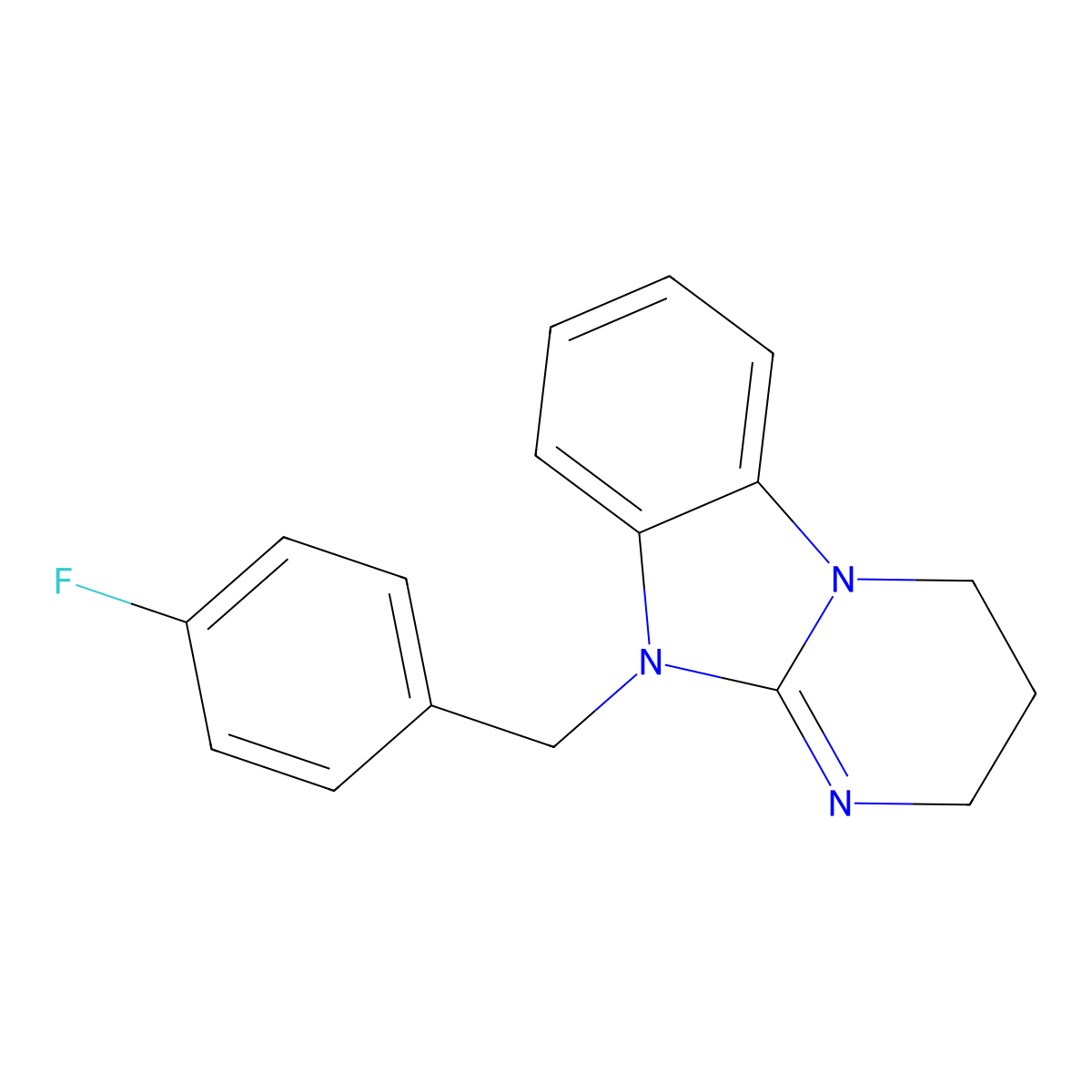 10-[(4-fluorophenyl)methyl]-3,4-dihydro-2H-pyrimido[1,2-a]benzimidazole molecular structure, CAS 441744-01-0