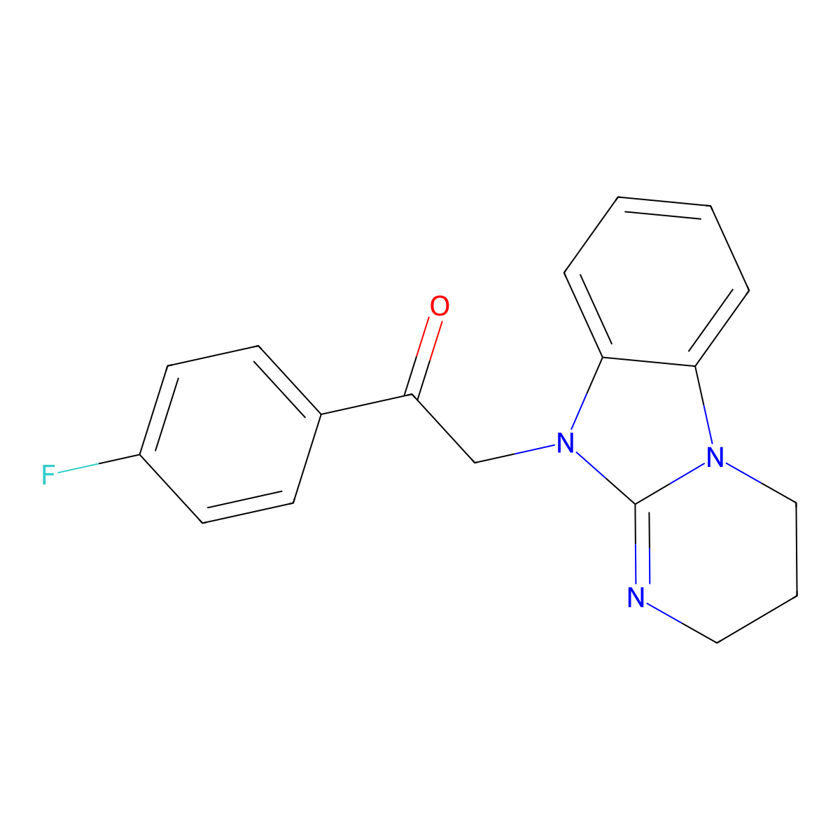 2-(3,4-dihydropyrimido[1,2-a]benzimidazol-10(2H)-yl)-1-(4-fluorophenyl)ethanone molecular structure, CAS 441744-08-7