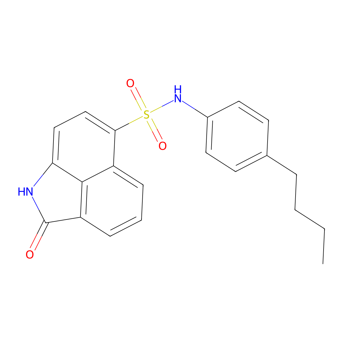 N-(4-butylphenyl)-2-oxo-1,2-dihydrobenzo[cd]indole-6-sulfonamide molecular structure, CAS 441745-43-3
