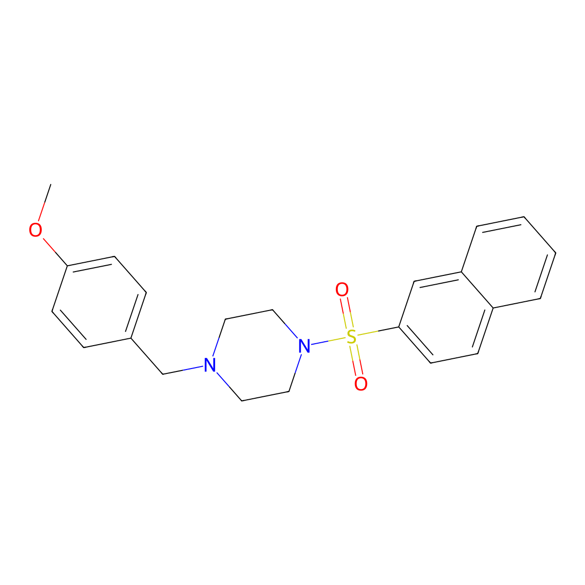 1-[(4-Methoxyphenyl)methyl]-4-naphthalen-2-ylsulfonylpiperazine molecular structure, CAS 441745-64-8