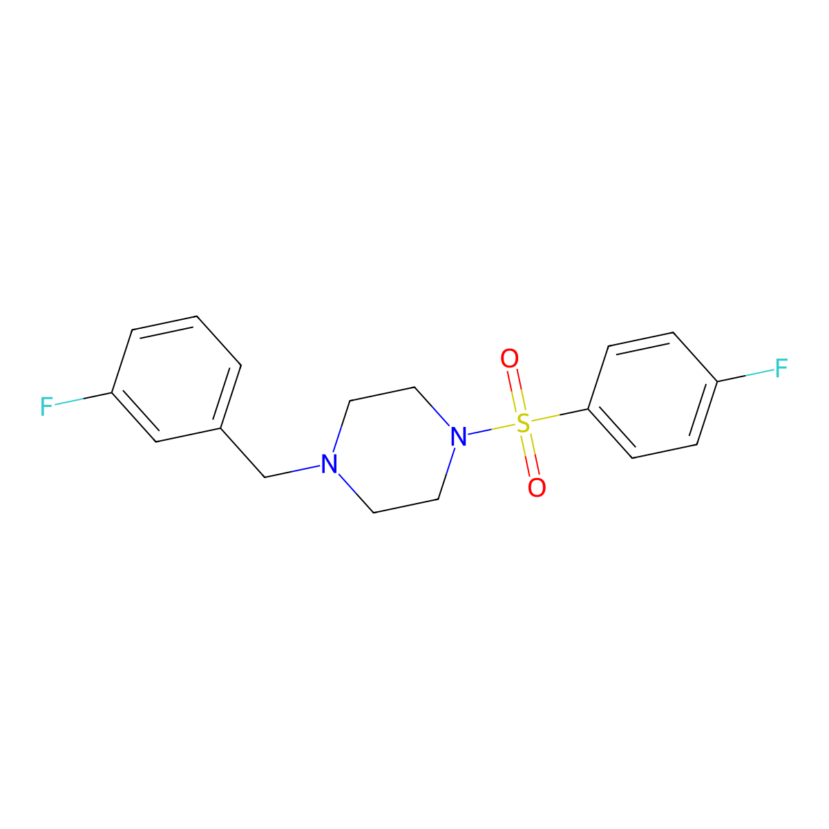1-(3-Fluorobenzyl)-4-[(4-fluorophenyl)sulfonyl]piperazine molecular structure, CAS 441745-73-9