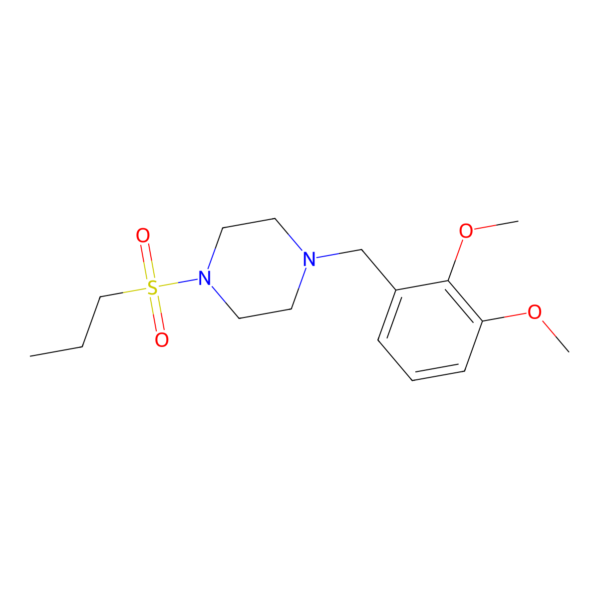 1-(2,3-Dimethoxybenzyl)-4-(propylsulfonyl)piperazine molecular structure, CAS 441745-76-2