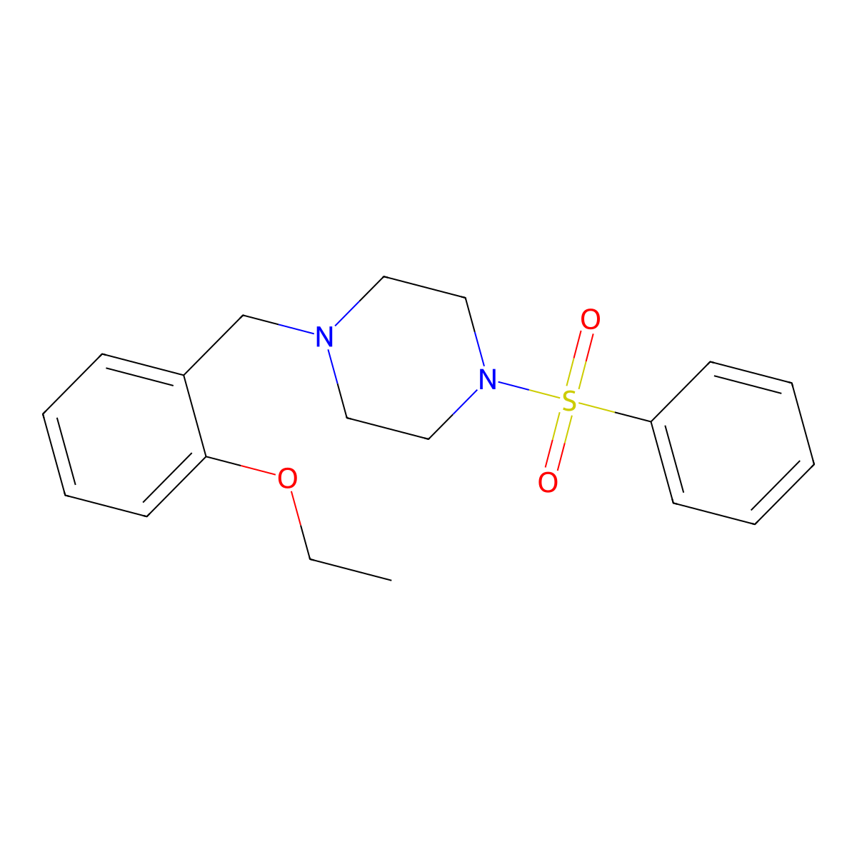 1-(Benzenesulfonyl)-4-[(2-ethoxyphenyl)methyl]piperazine molecular structure, CAS 441745-84-2