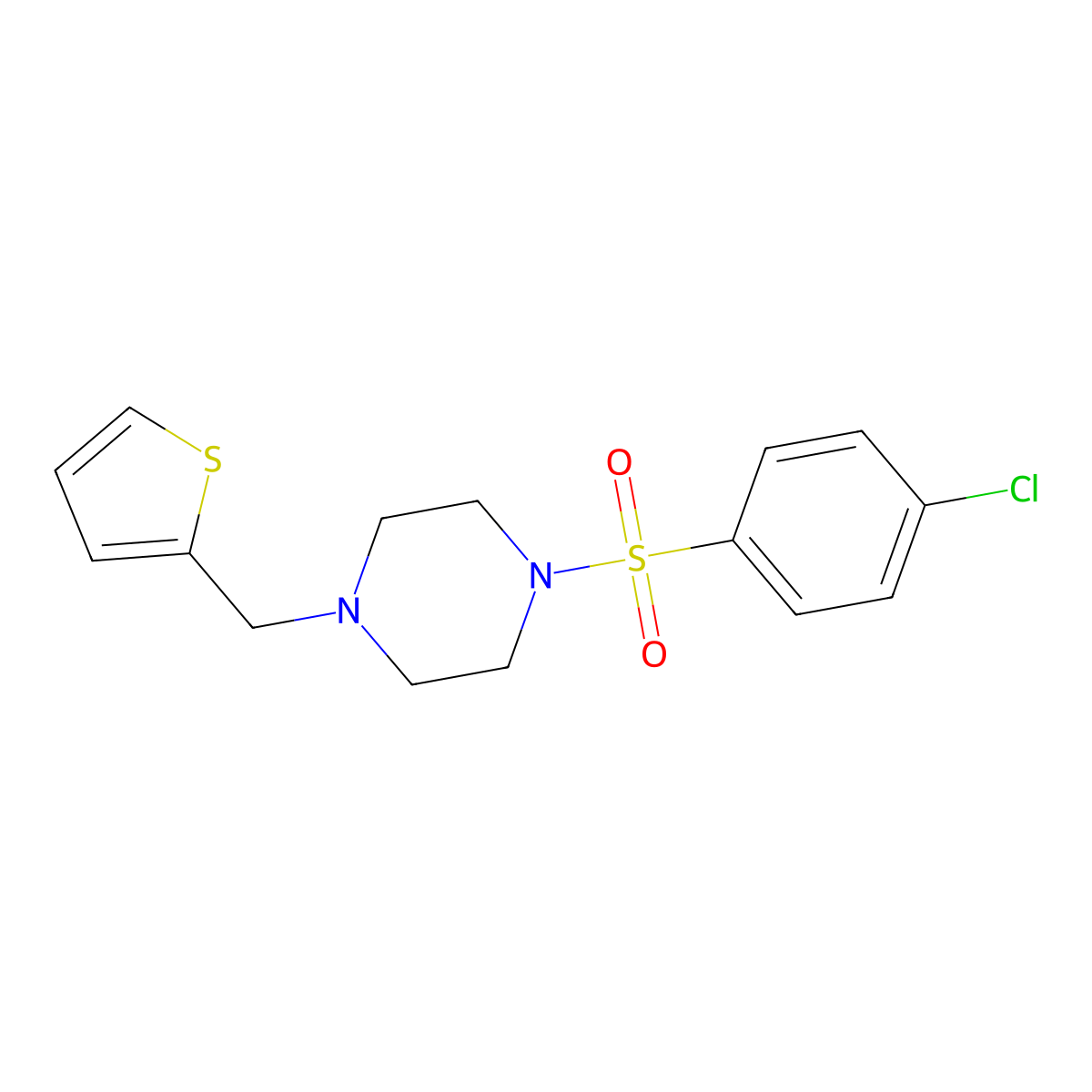 1-(4-Chlorophenyl)sulfonyl-4-(thiophen-2-ylmethyl)piperazine molecular structure, CAS 441745-88-6