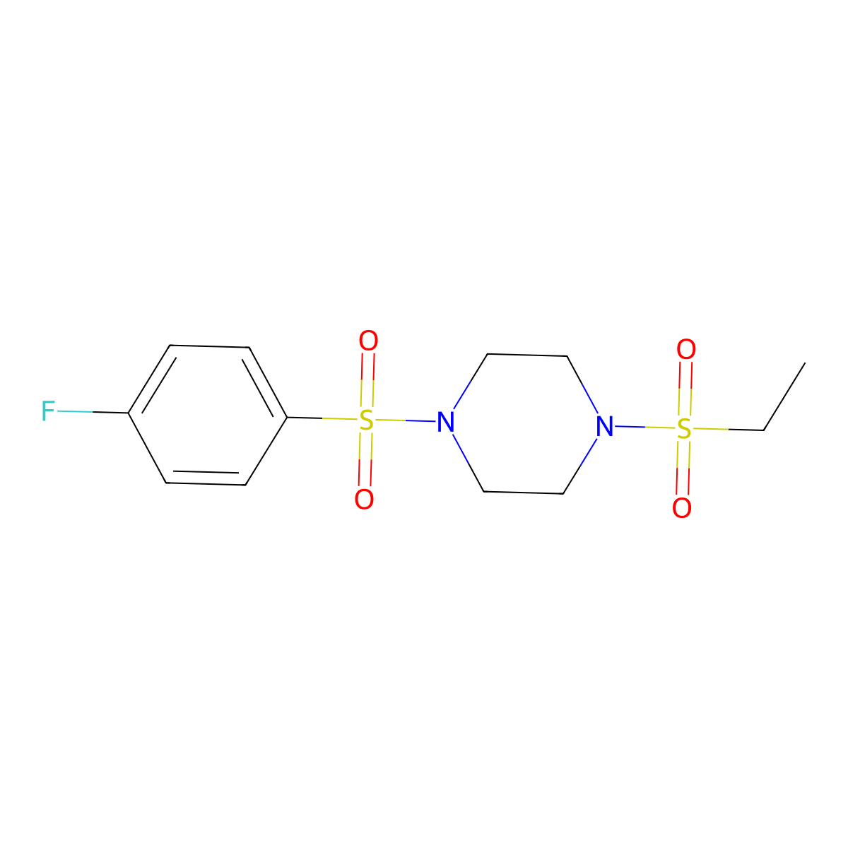 1-(Ethylsulfonyl)-4-[(4-fluorophenyl)sulfonyl]piperazine molecular structure, CAS 441745-90-0