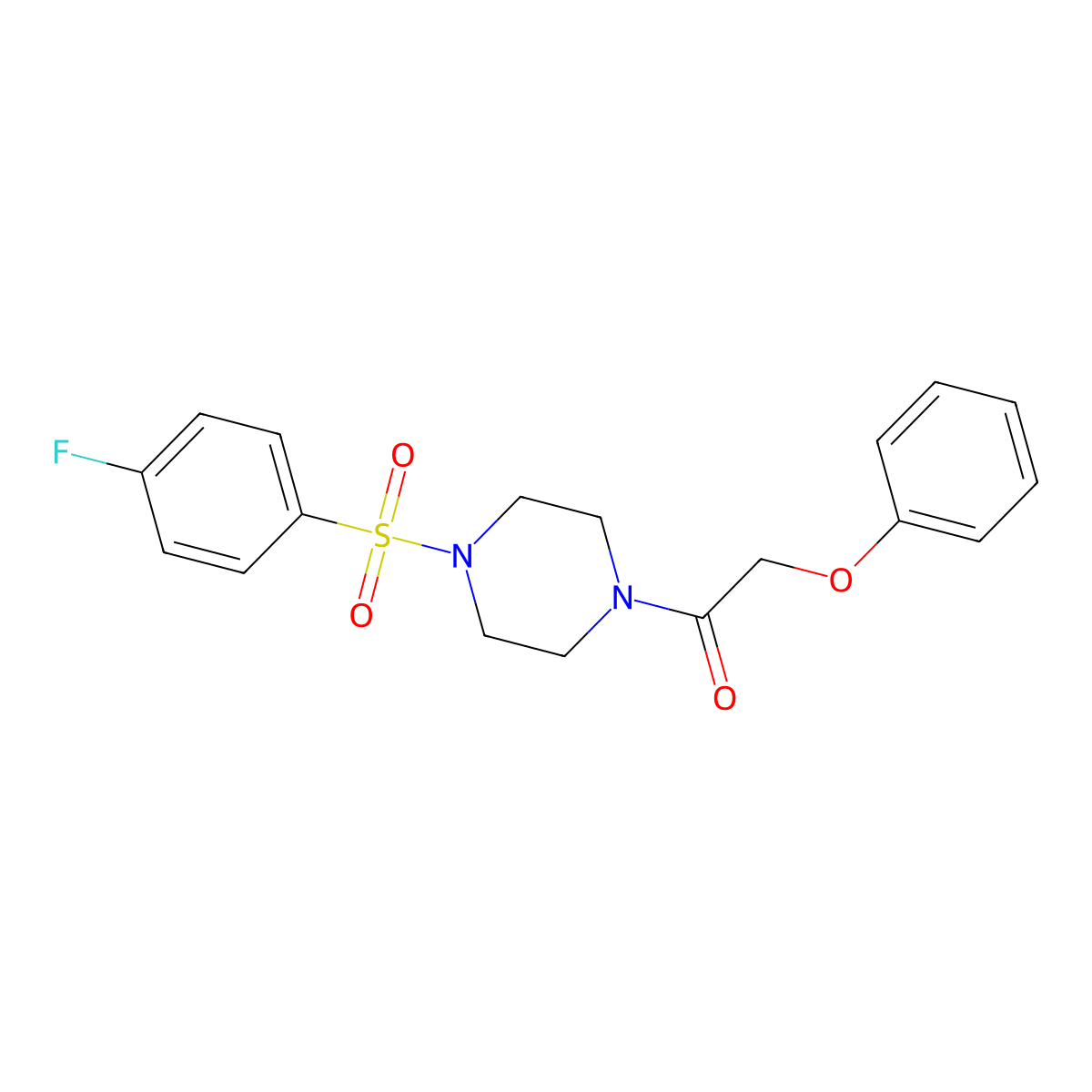 1-{4-[(4-Fluorophenyl)sulfonyl]piperazin-1-yl}-2-phenoxyethanone molecular structure, CAS 441745-94-4