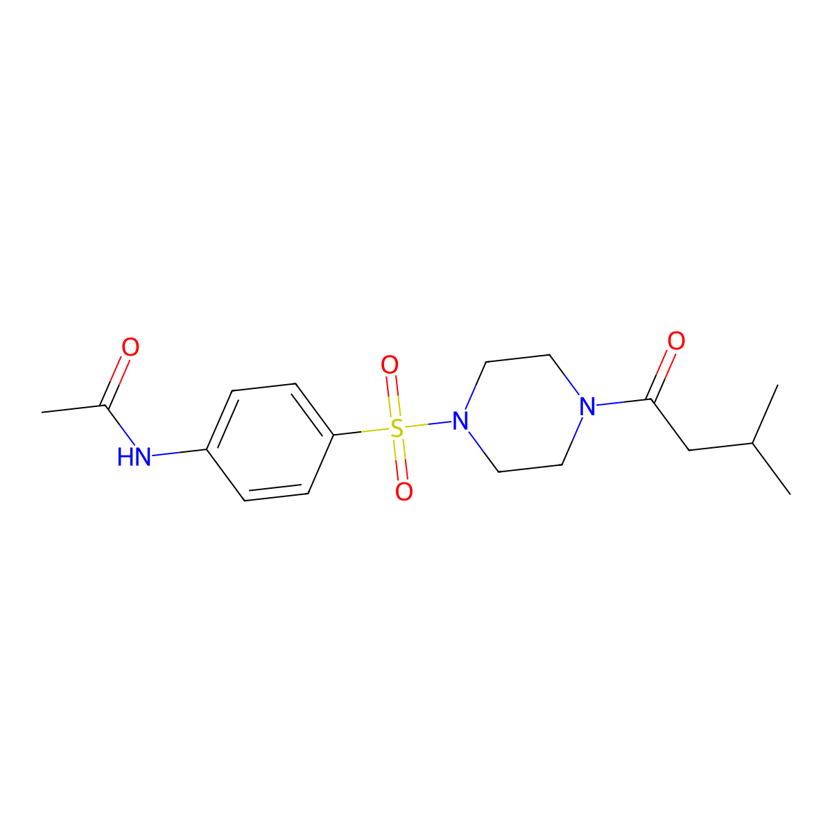 N-[4-[[4-(3-Methyl-1-oxobutyl)-1-piperazinyl]sulfonyl]phenyl]acetamide molecular structure, CAS 441745-97-7
