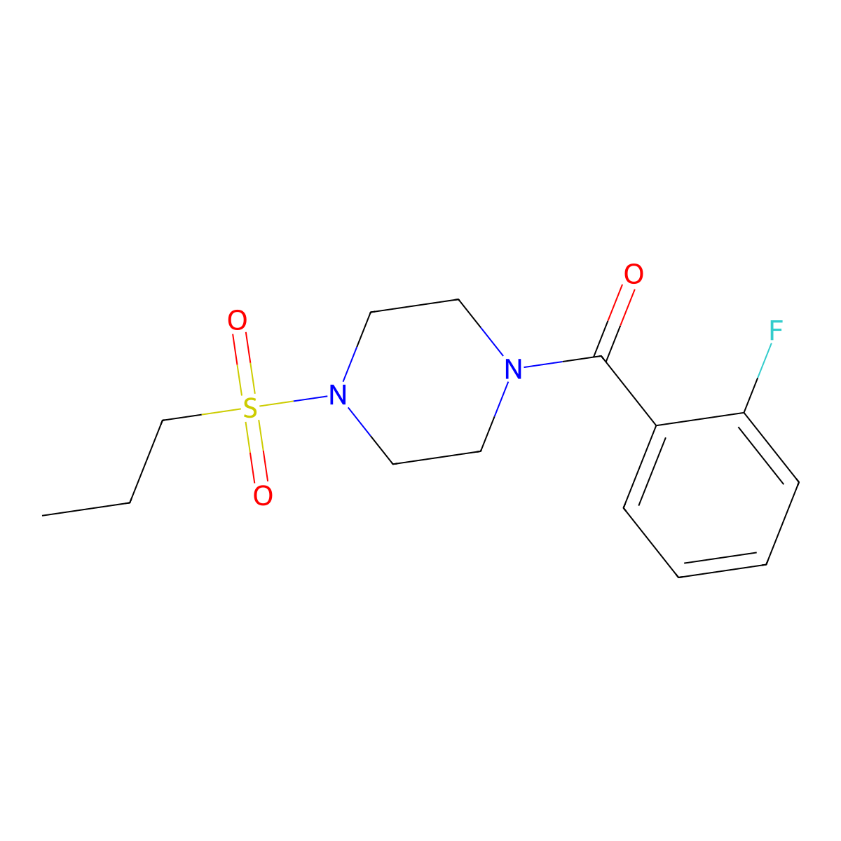(2-Fluorophenyl)-(4-propylsulfonylpiperazin-1-yl)methanone molecular structure, CAS 441745-98-8