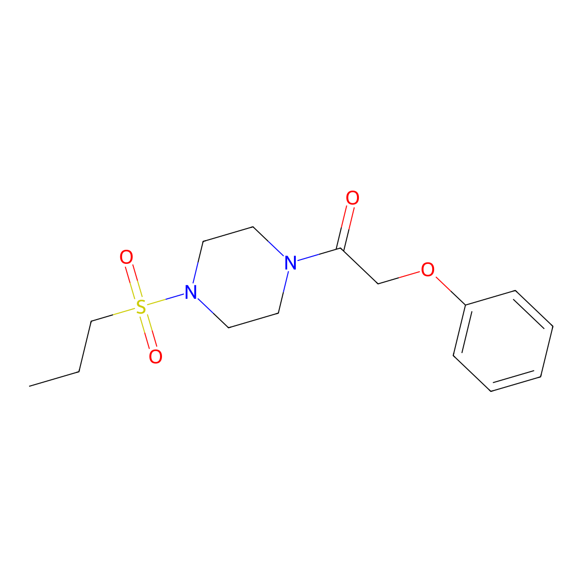 2-Phenoxy-1-(4-propylsulfonylpiperazin-1-yl)ethanone molecular structure, CAS 441745-99-9