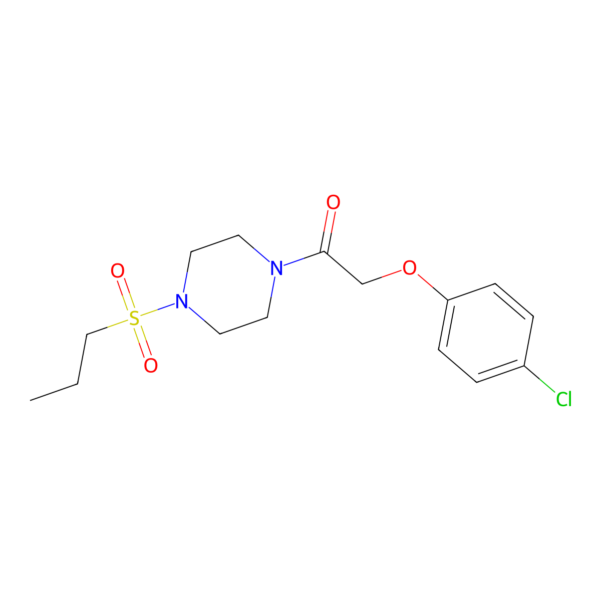 2-(4-Chlorophenoxy)-1-(4-propylsulfonylpiperazin-1-yl)ethanone molecular structure, CAS 441746-00-5