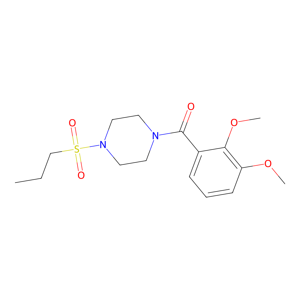 (2,3-Dimethoxyphenyl)-(4-propylsulfonylpiperazin-1-yl)methanone molecular structure, CAS 441746-01-6