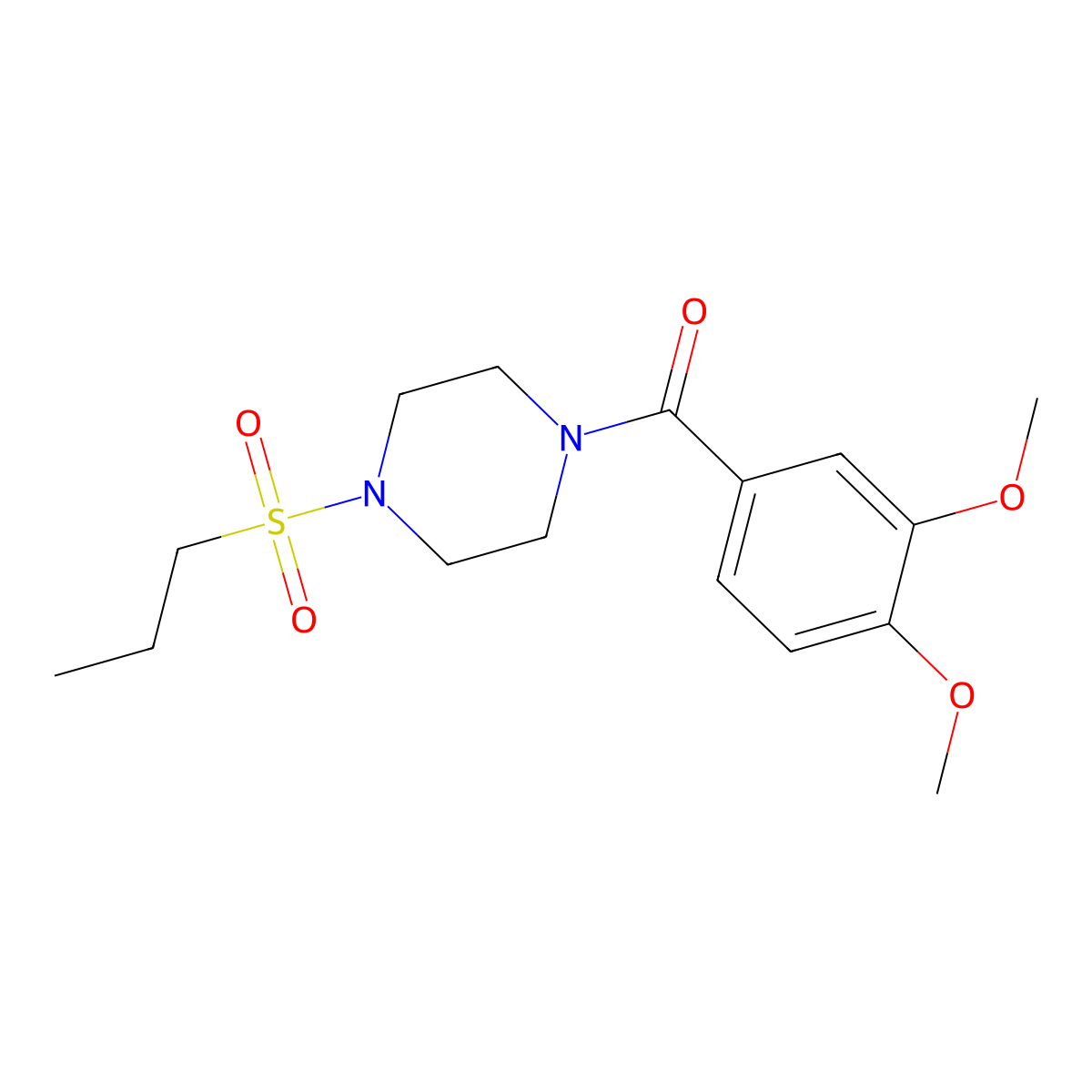 (3,4-Dimethoxyphenyl)-(4-propylsulfonylpiperazin-1-yl)methanone molecular structure, CAS 441746-02-7