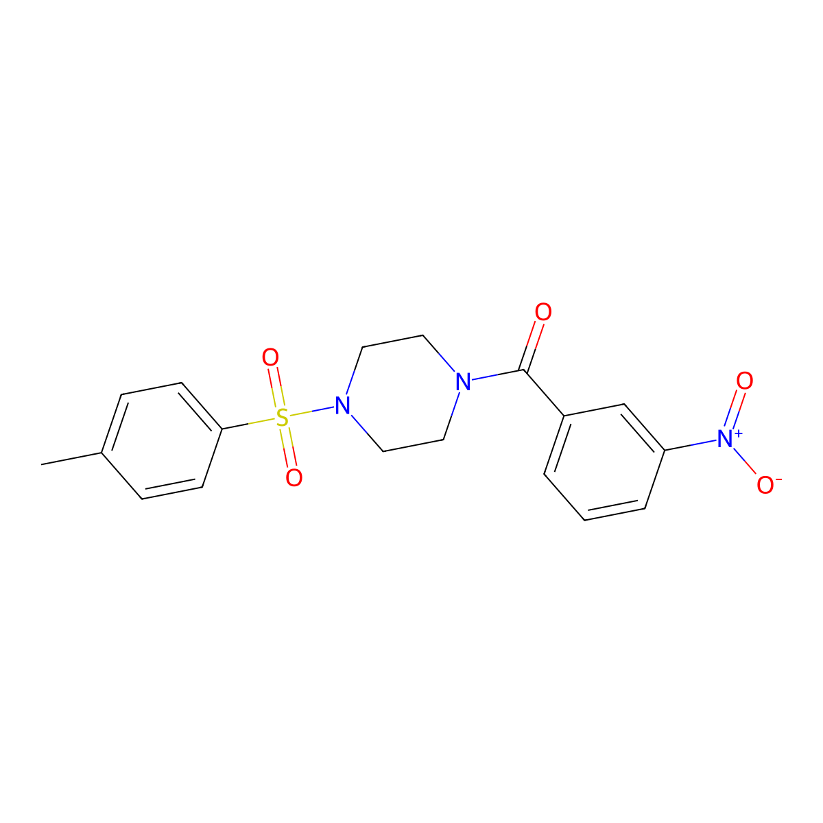 [4-(4-Methylphenyl)sulfonylpiperazin-1-yl]-(3-nitrophenyl)methanone molecular structure, CAS 441746-04-9